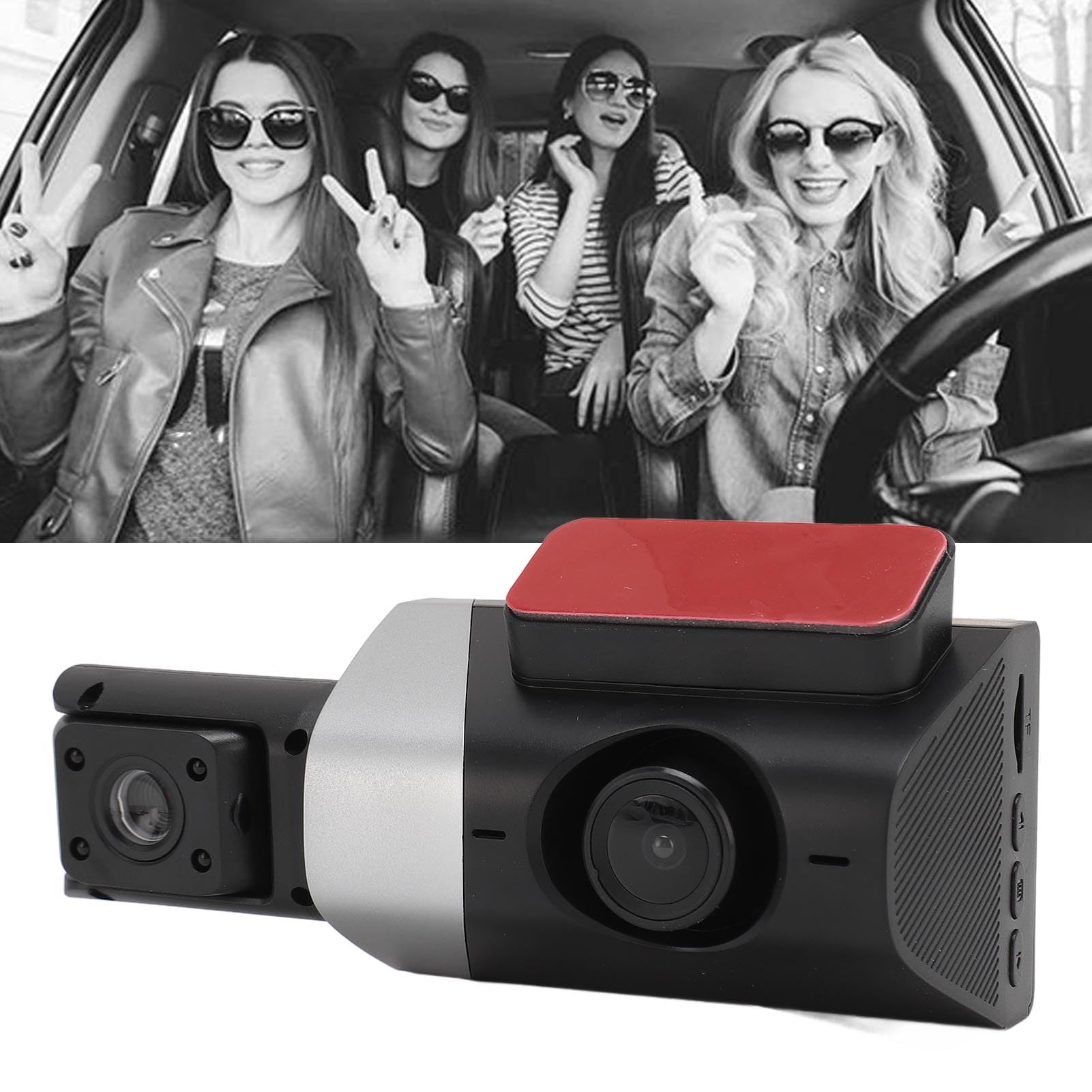 Cocoarm Dash Cam a 3 1080P Tripla Fotocamera con Visione Notturna | Custodia in ABS, Copertura Grandangolare Anteriore/posteriore/interna, Rilevamento del Movimento, Blocco di Emergenza