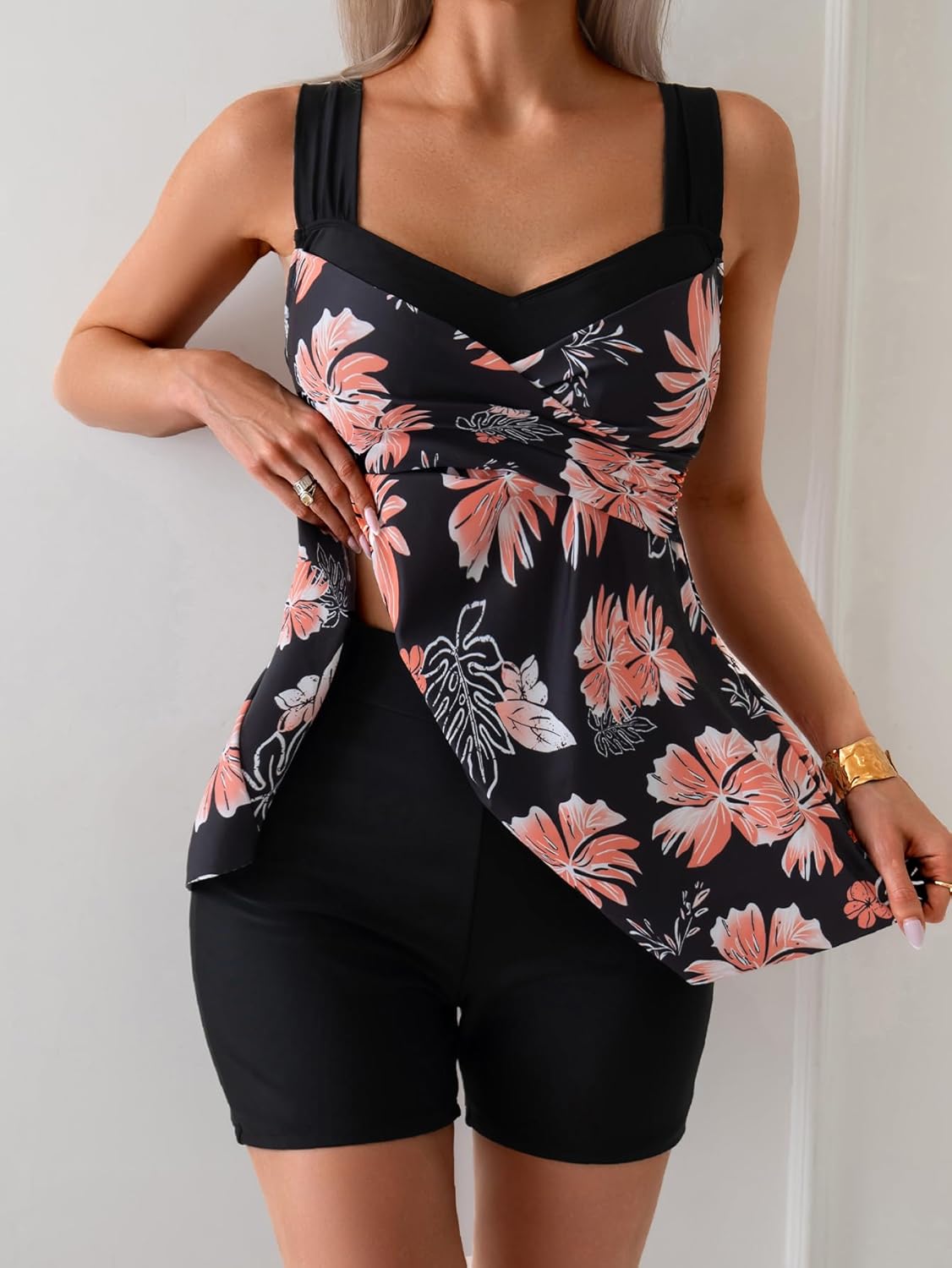 B2prity Tankini Swimsuits for Women Tummy Control Two Piece Modest Bathing Suits Floral Skirt Top with Boyshorts - Image 2