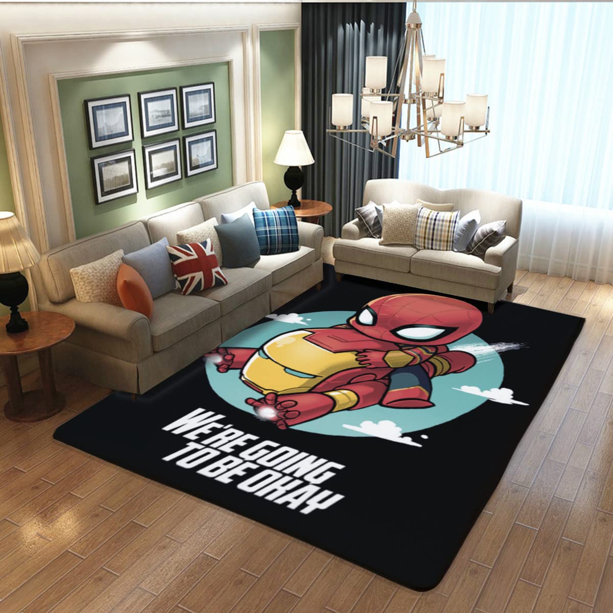 Amazon | アイアンマン スパイダーマン カーペット ラグ ラグマット