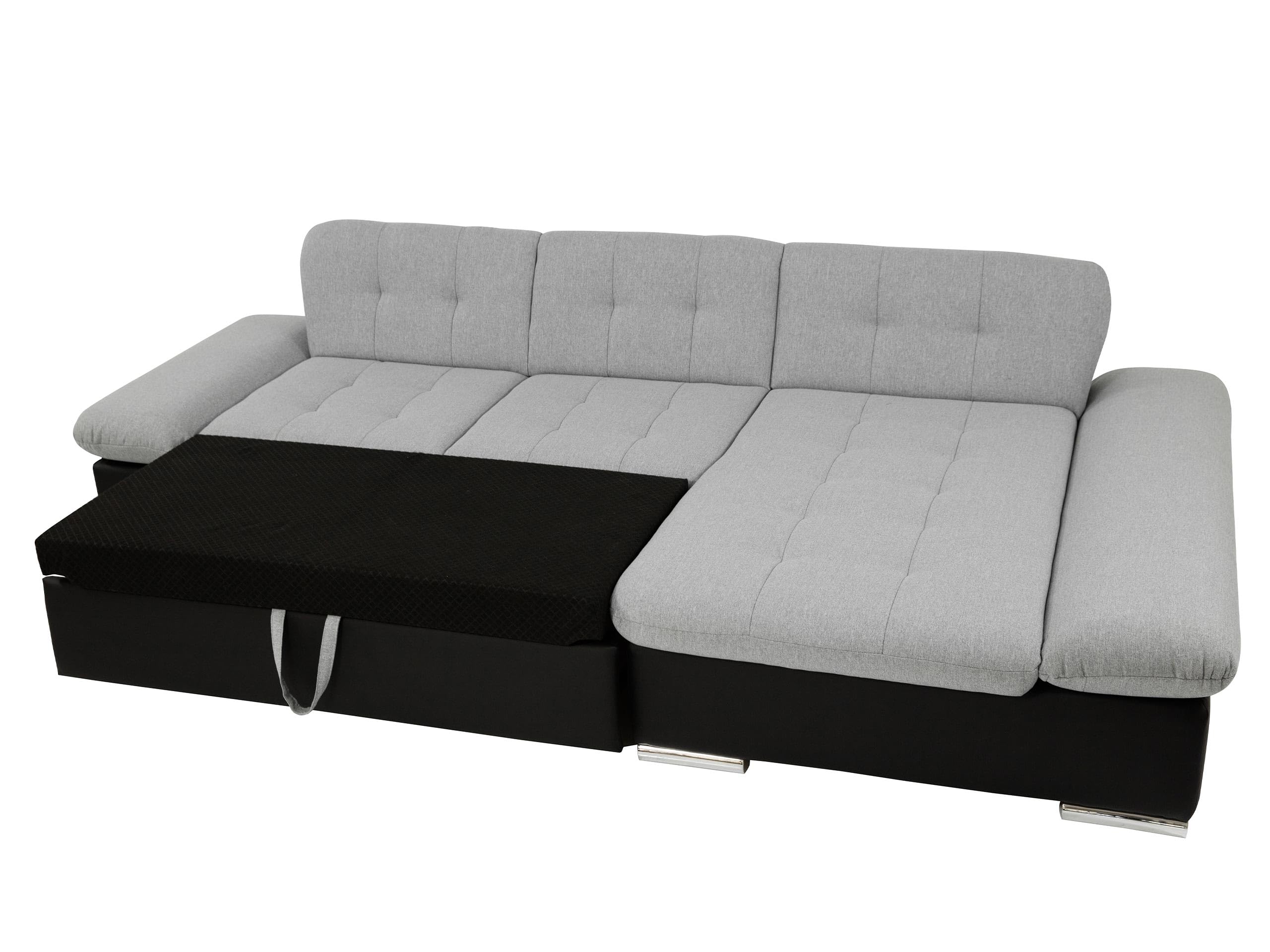 Mirjan24 Ecksofa Malwi mit Regulierbare Armlehnen Design Eckcouch mit Schlaffunktion Bettkasten L-Form Sofa vom Hersteller Couch Wohnlandschaft (Lux 06 + Lux 06 + Lux 05, Ecksofa: Links)