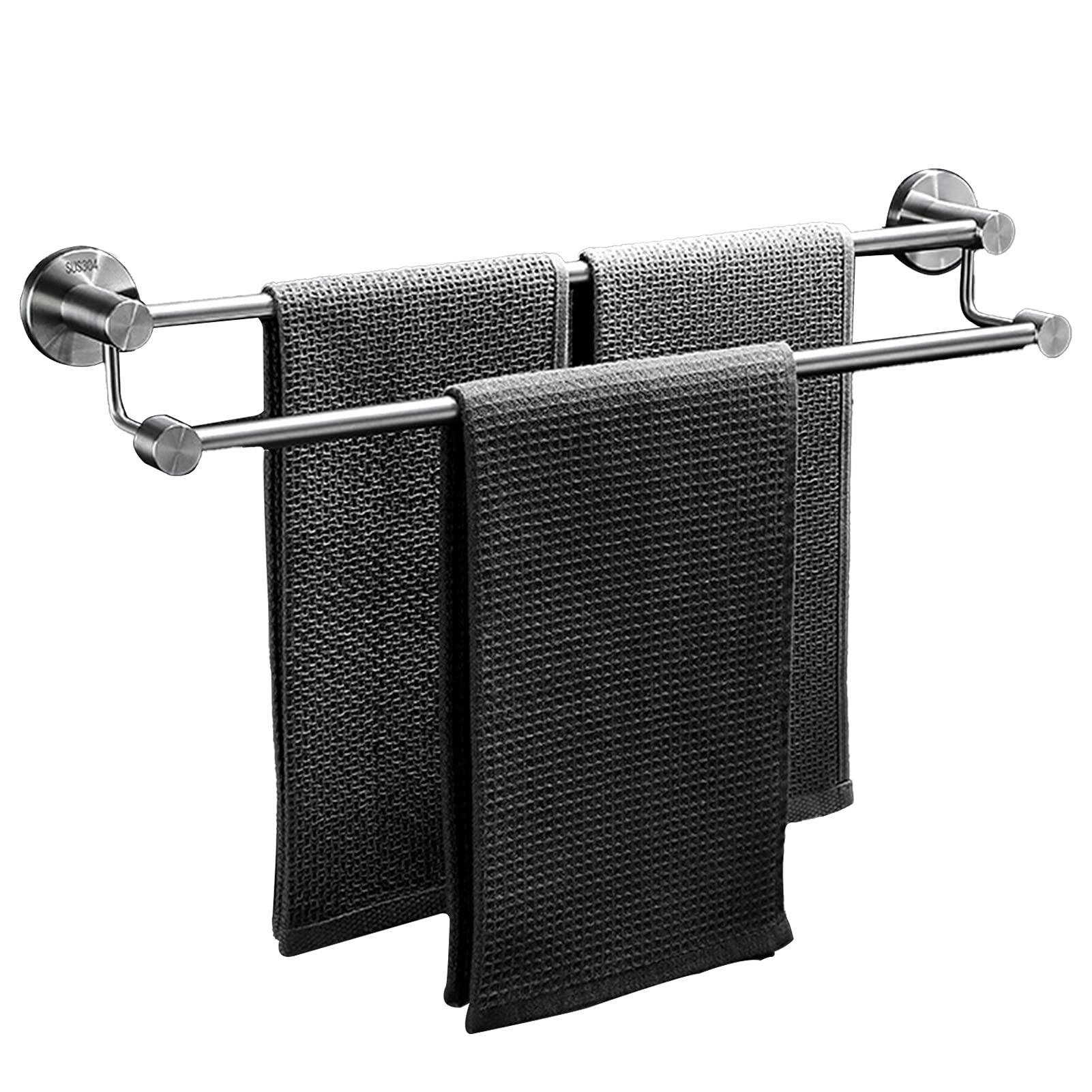 LMYSXAOZ SUS 304 Stainless Steel Double Towel Bar Rail, Wall Mounted Round Lengthen Rack, Bathroom Kitchen Holder, Brushed Silver Finish, 30cm,40cm,50cm,60cm,70cm,80cm,90cm,100cm,110cm,120cm (