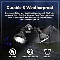 Vista 3 de Dos luces de inundación negras para exteriores, luces de inundación para exteriores, lámpara de inundación de aluminio fundido resistente, duradero