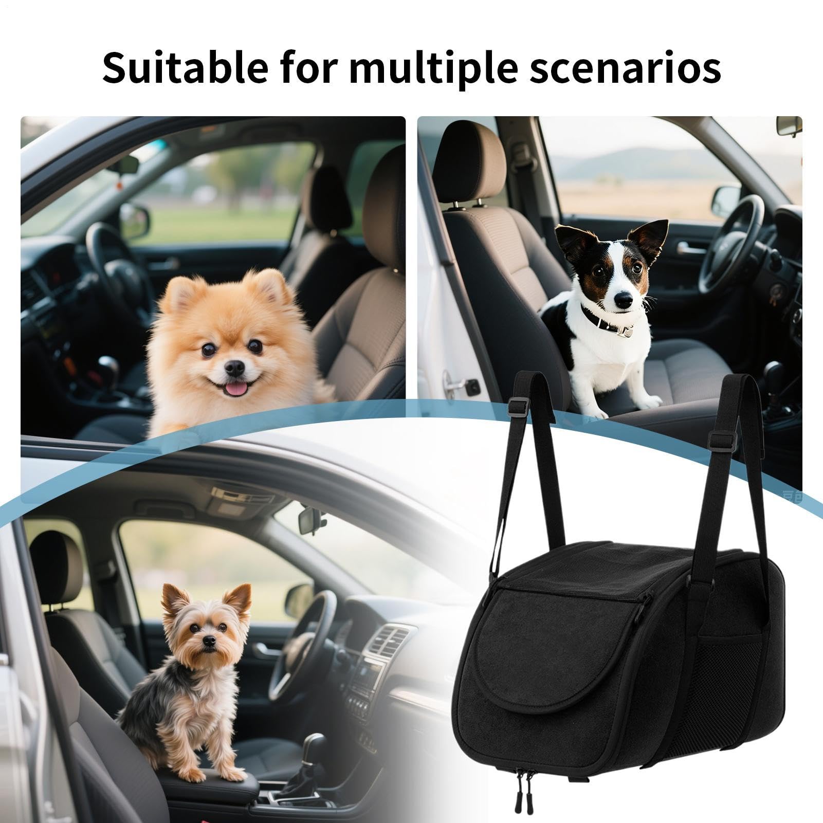 Siège Auto pour Chien Siège Portable Doux Lavable Ventilé Sécurité | Ceinture Sécurité Lit Auto Chien Lavable Ventilé Chiot Pour Conduite Trajet Extérieur Conduite Trajet