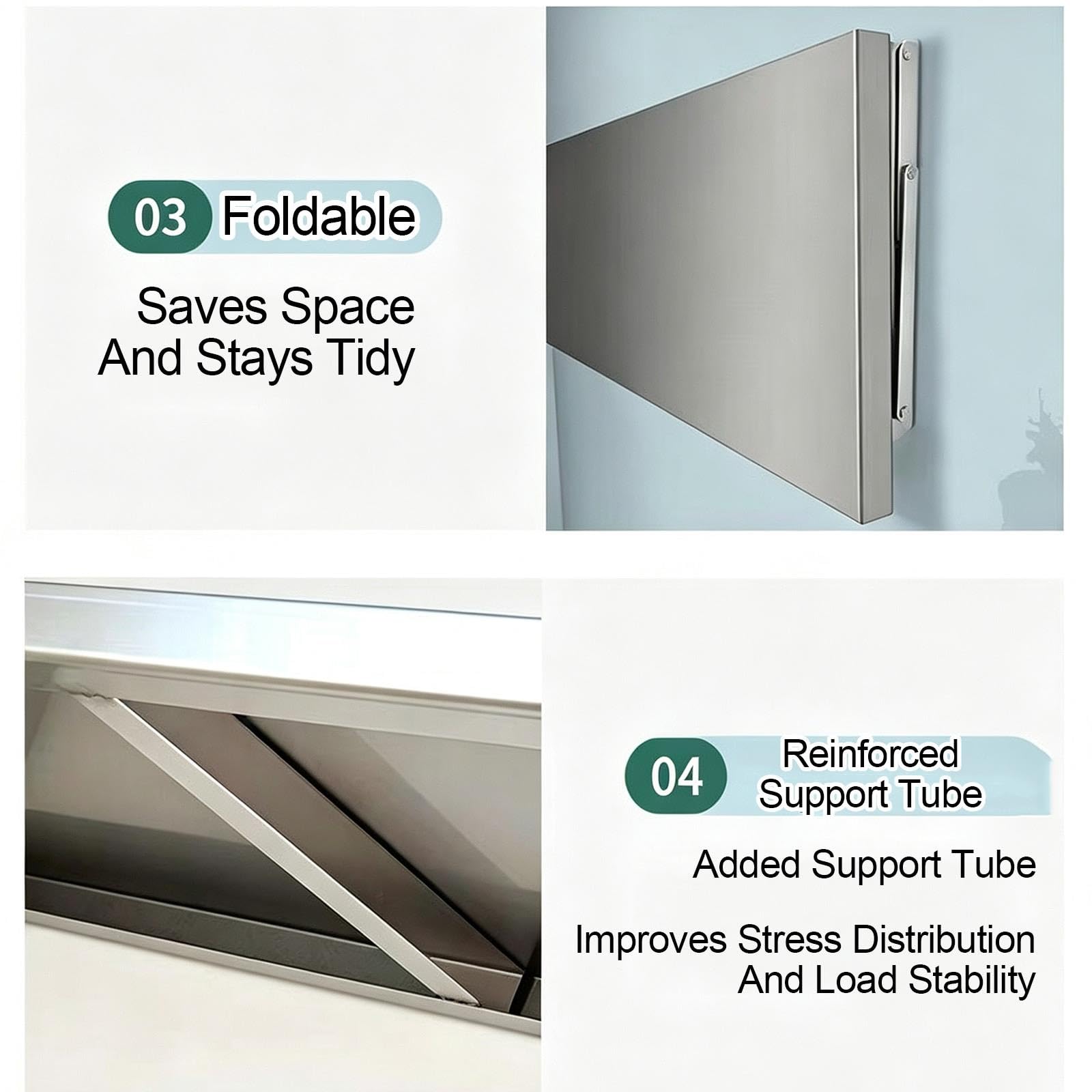 Meuble Haut de Cuisine INOX 304, Pliable, Gain de Place