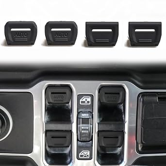 4 Pcs Window Switch Button Cover for Jeep Wrangler JL 4XE Gladiator JT 2018 2019 2020 2021 2022 2023 2024 2025 2026Black