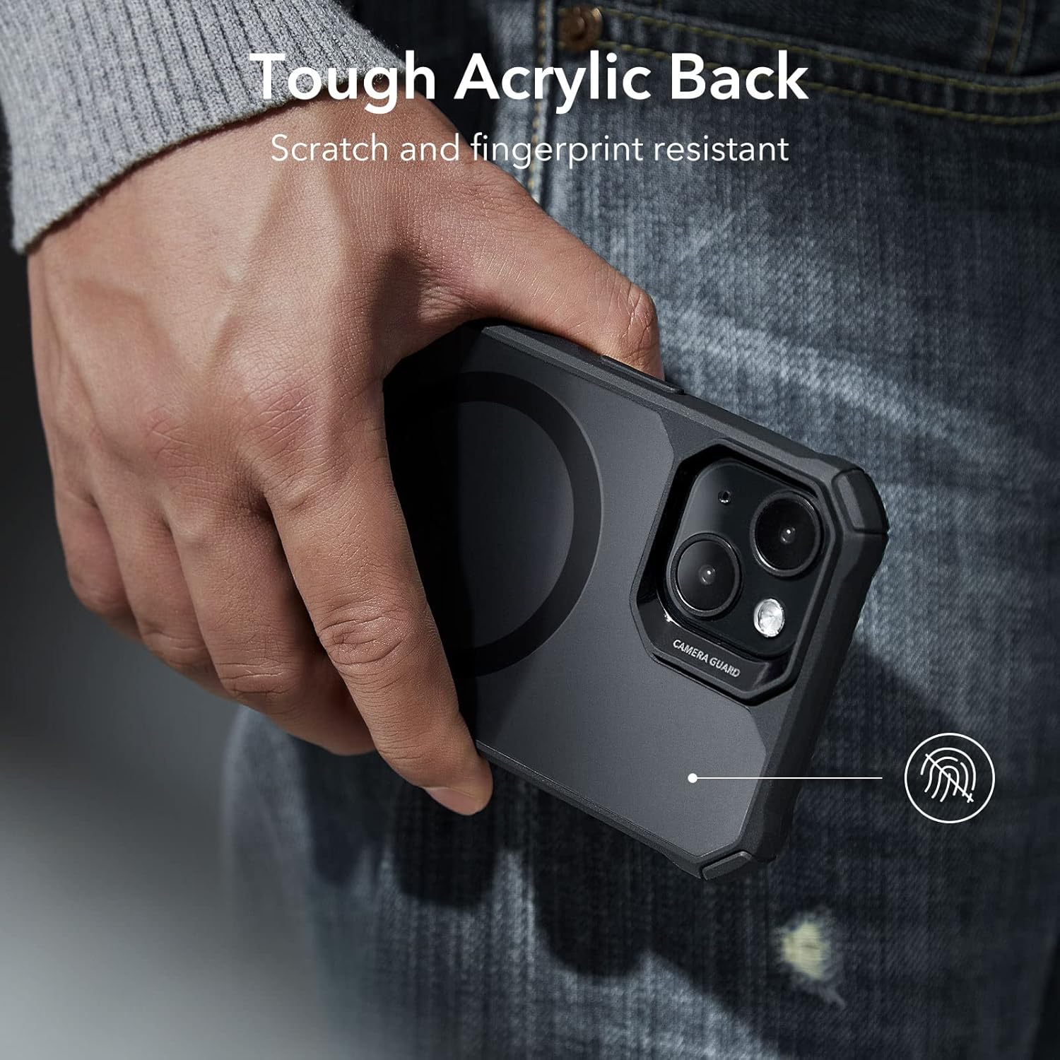 ESR for iPhone 14/13 Case, MagSafe Compatible, Military-Grade Protection, Shock-Absorbing Corners, Scratch-Resistant, Anti-Yellowing Acrylic Back, Slim Protective, Air Armor Series, Frosted Black