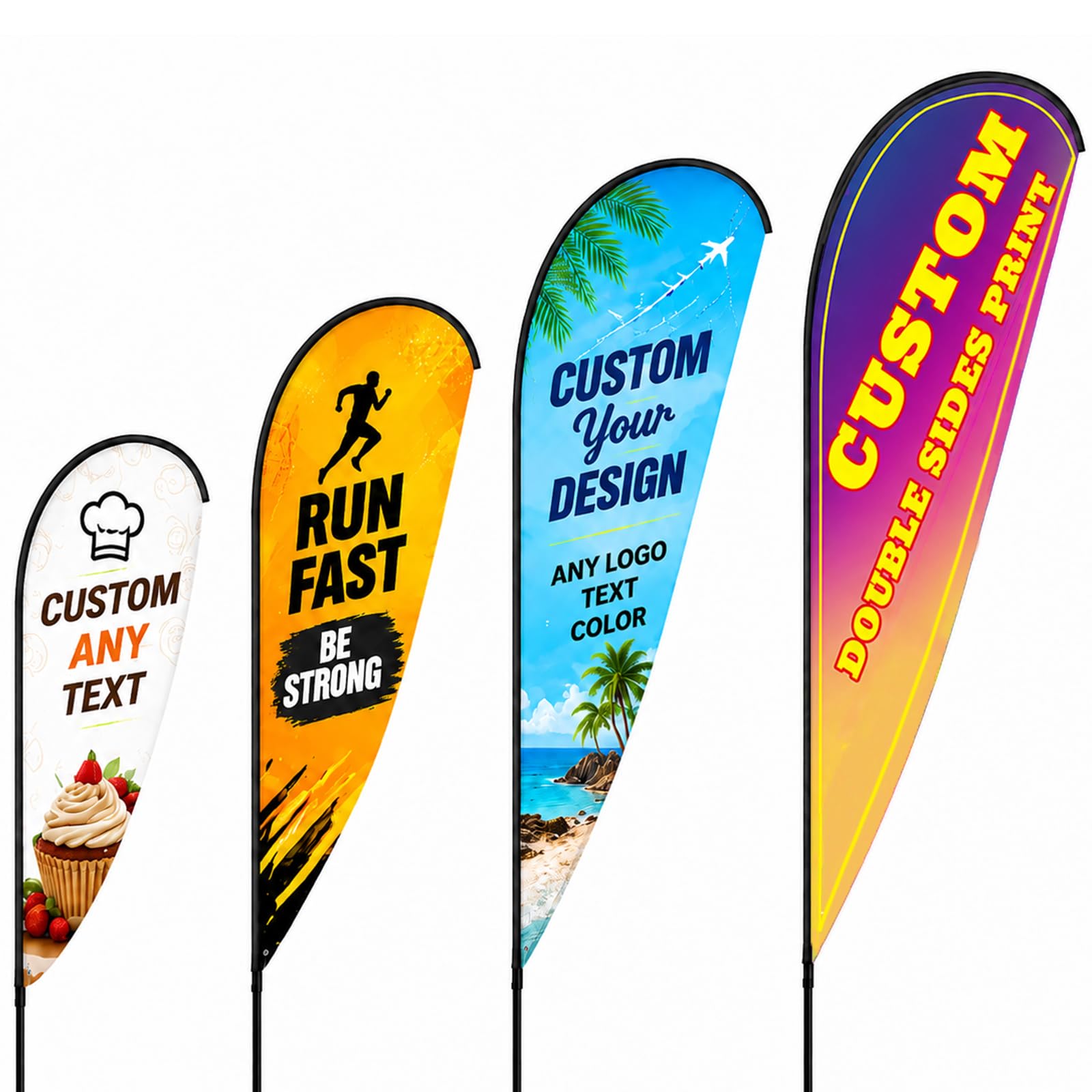 Custom Feather Flags with Logo Text for Business Advertising