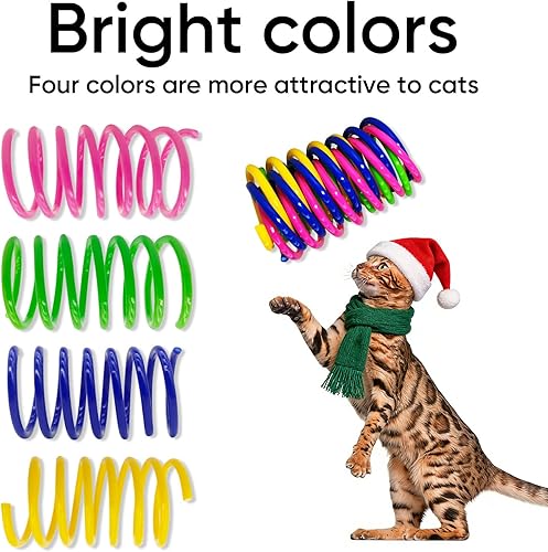 Miniatura 3 de AGYM Juguetes de primavera para gatos, 90 paquetes para gatos de interior, bobinas de resorte de plástico duraderas que atraen a los gatos a