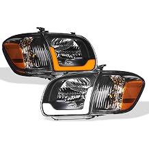 7422450768751 Compatible With 2005-2006 Toyota Tundra Double Crew / 2005-2007 Sequoia Switchback Sequential LED Strip Bar Black Housing Headlights w/Signal Corner Lamps Amber Reflector 4-Pc