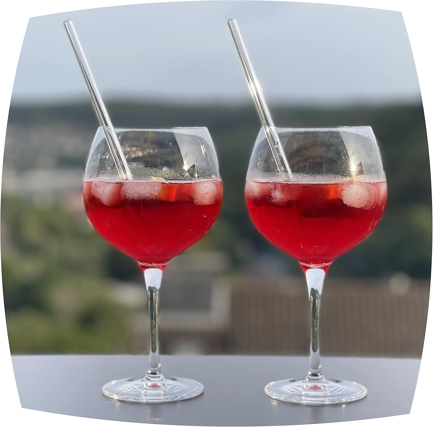 Topkapi Elite Aperol Spray Set Amalfi XL 13 Pieces - 6 x Lead-Free Crystal Glasses Especially for Aperol Spritz, Campari Amalfi with 6 x Glass Straws, 680 ml