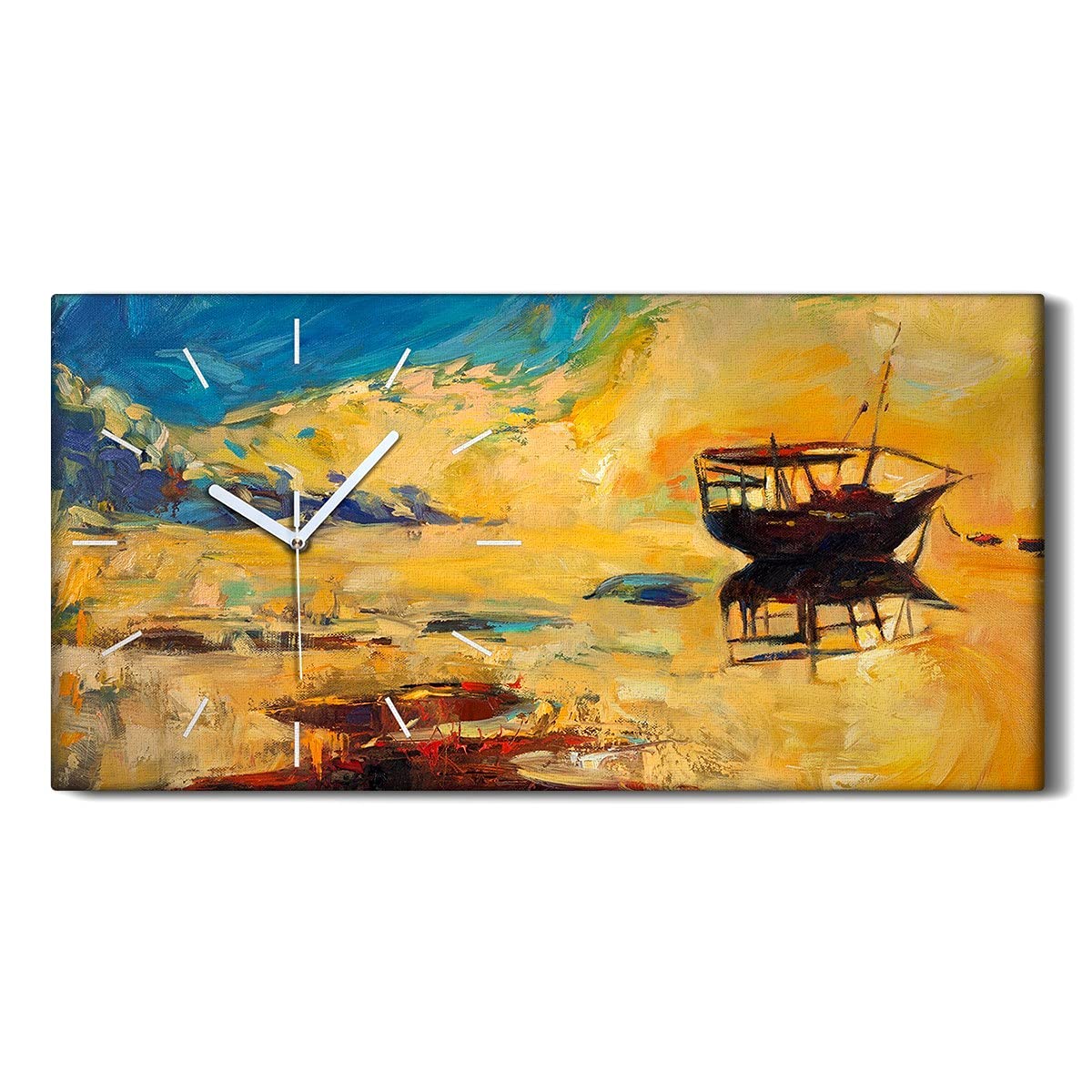 Horloge sur Toile Paysage Marin 60x30cm - Cadre Décoratif Mural Silencieux