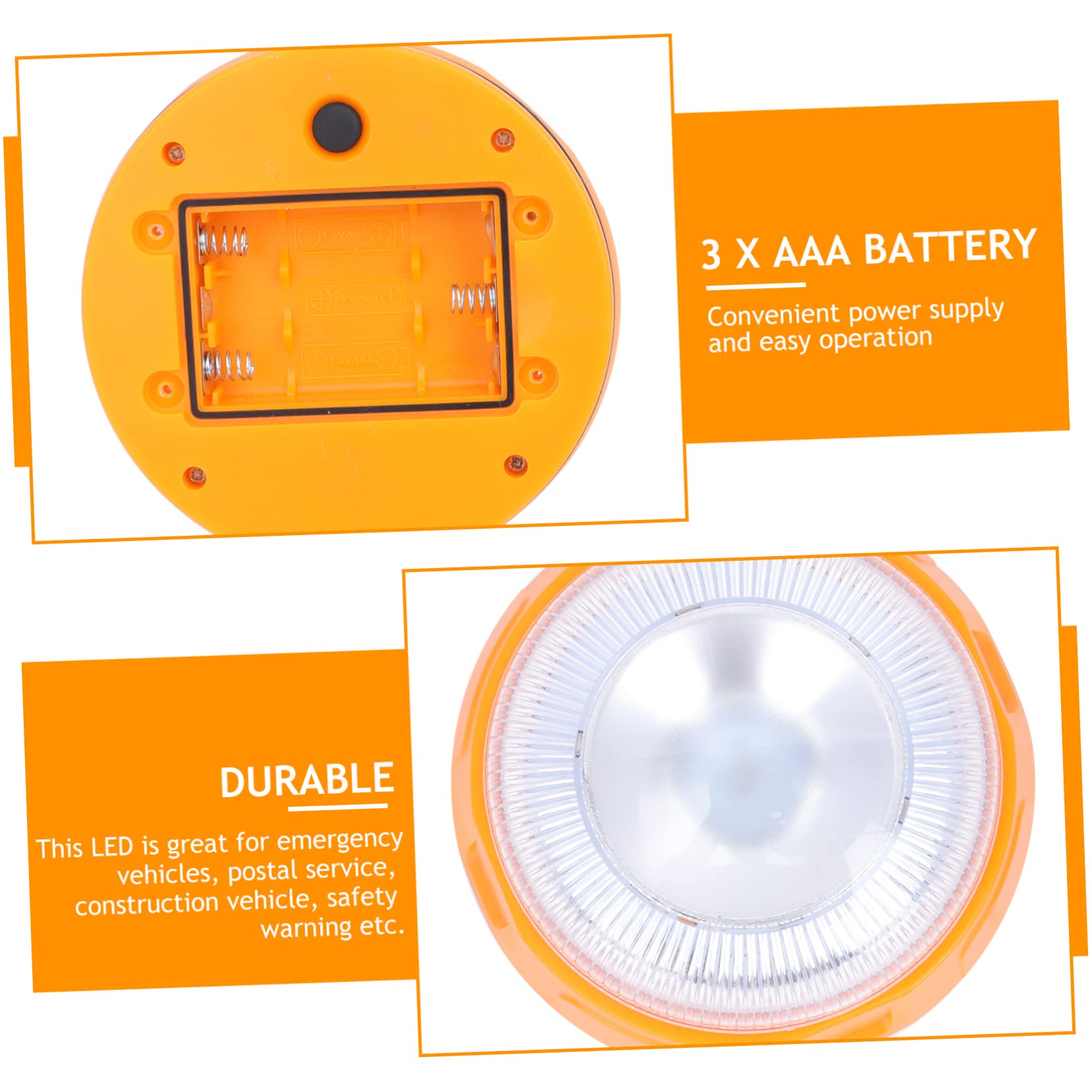 OUNONA 3piezas Luz De Advertencia Led Amarilla Intermitente Para Emergencias Luz Práctica y Creativa Resistente Al Agua y Para Vehículos De Emergencia y Construcción