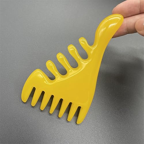 Masaje Peine Cabeza Cara Cuero Cabelludo Gua Sha Masajeador Facial Resina Diente Ancho Guasha, Amarillo