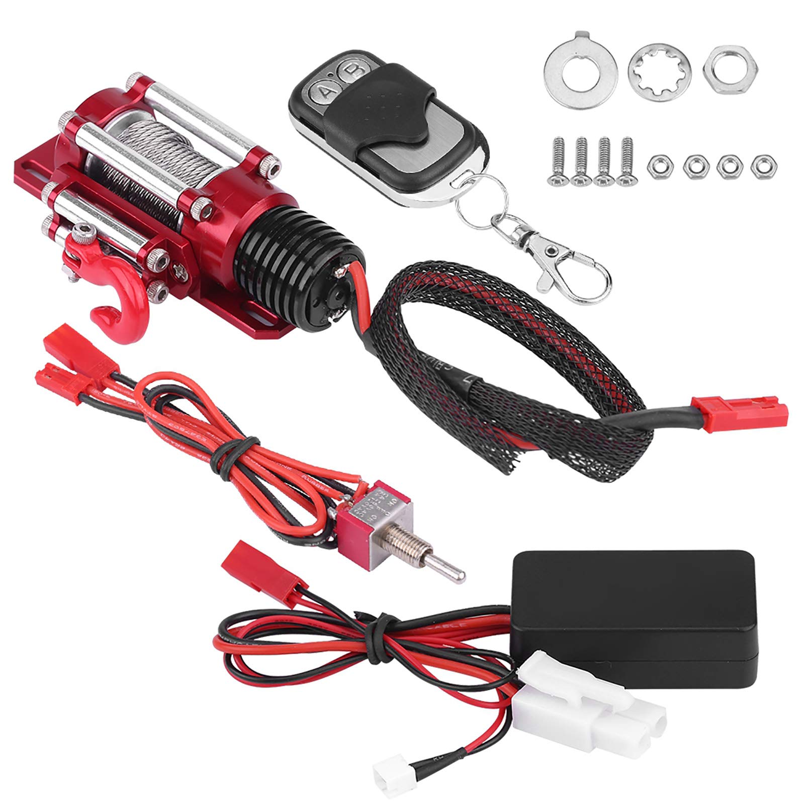 Demeras Verricello RC con Telecomando, Accessorio per Auto cingolato con verricello Elettrico in Metallo in Scala 1/10