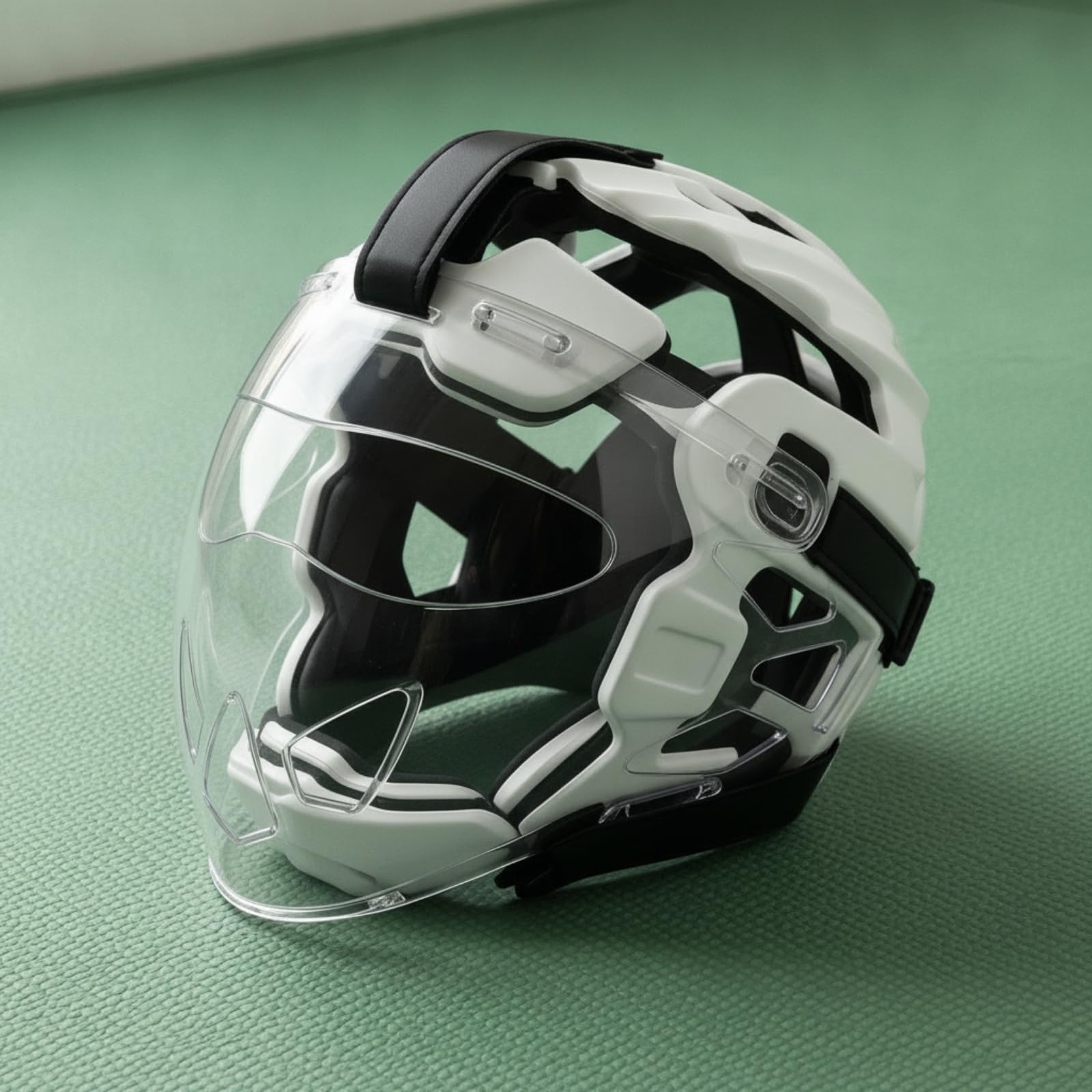 Casco da Combattimento Casco Protettivo con Visiera Casco da Allenamento Casco per Arti Marziali con Visiera Integrale Trasparente Antiurto con