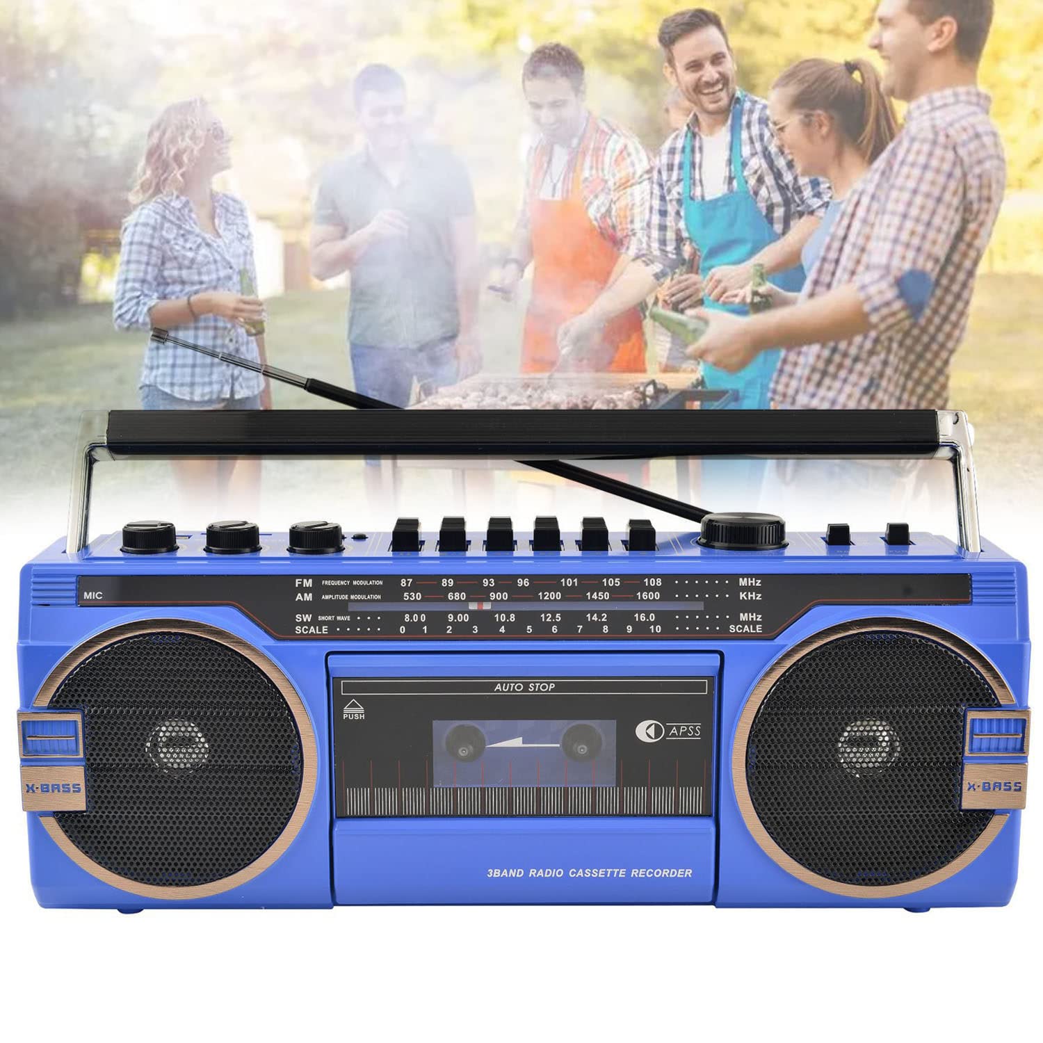 Przenośny Odtwarzacz Kasetowy, Magnetofon Z Bluetooth, Magnetofon, Obsługa Karty Pamięci I USB, Odtwarzacz Kasetowy USB,Blue