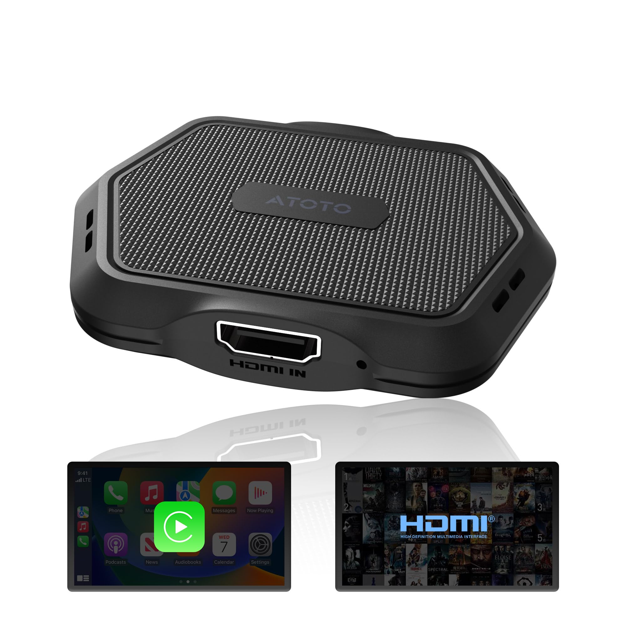 Wireless Carplay Box Adapter, Upgraded Plug &amp; Play Multimedia Hub for TV Box/Game Console/DVD/Blu-ray, Bluetooth 5.2, HDMI Input, 2 in 1 Dongle for Wired CarPlay Cars