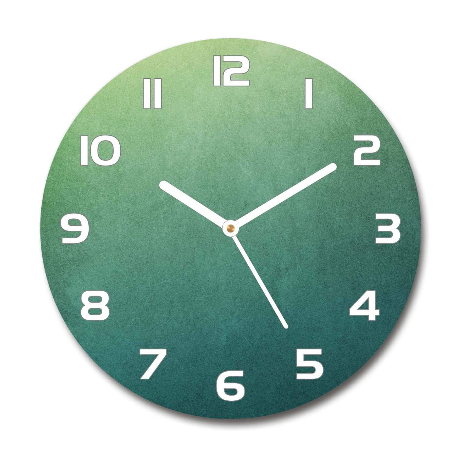 Horloge en Verre 60x60cm Gradient Marin Horloge Silencieuse de Salon