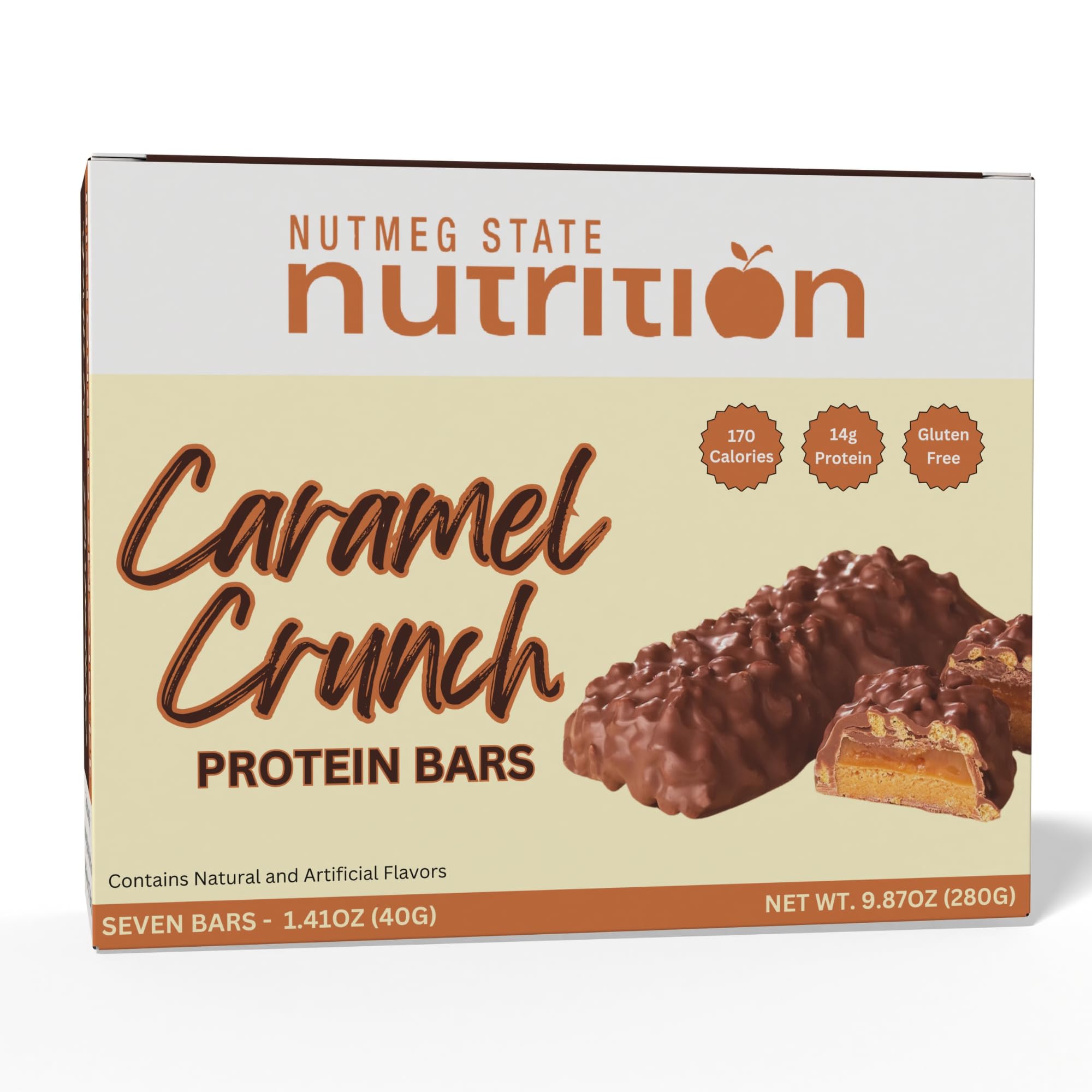 High Protein Bars, Gluten Free, Low Cholesterol, Low Sodium, Low Sugar, Ideal Protein Compatible, 7 Servings Per Box (Caramel Crunch)