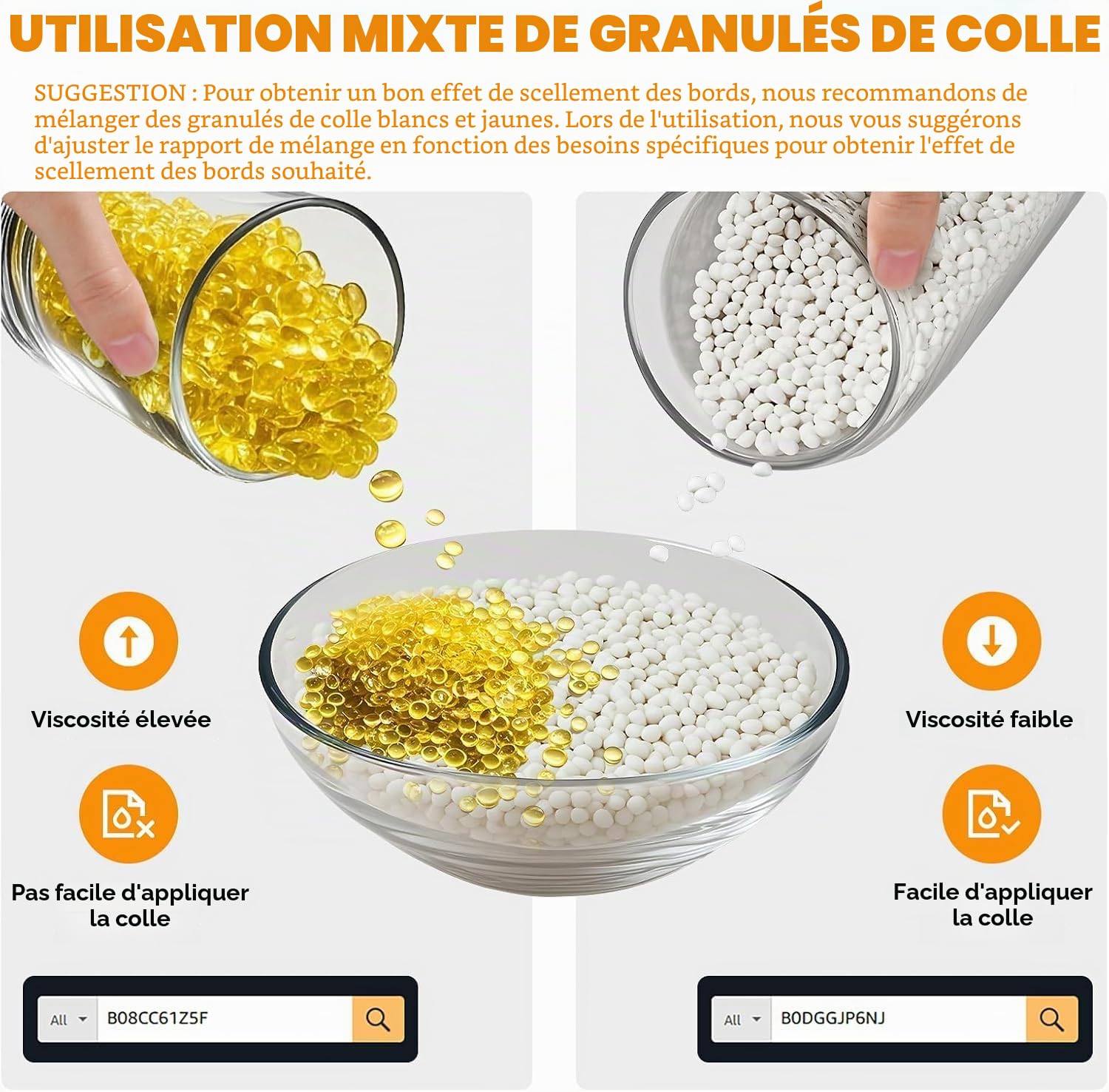 YUCHENGTECH Granulés de Colle pour Placage de Chants Blanche 5kg | Spécialement pour Plaqueuse de Chants,Température de Fonctionnement 150-180 °C,Valeur de Viscosité : 40000-48000mpa.s