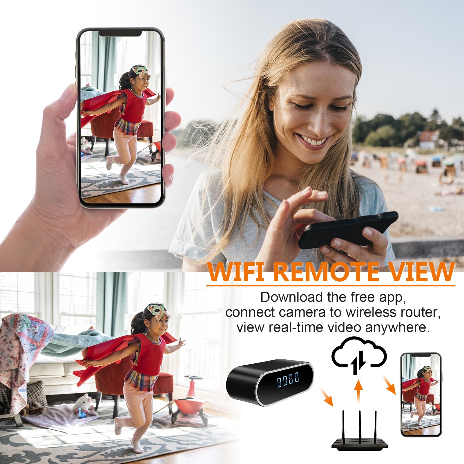 Telecamera Spia Orologio WiFi 2.4G/5G - Visione Notturna, Rilevamento Movimento, 1080P, Grandangolo 120° - Foto 13