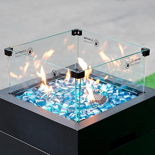 Miniatura 5 de Mr. Fireglass Cubos de vidrio para fuego de 1 pulgada para chimenea, hoguera y paisajismo, 10 libras de alto brillo azul caribeño