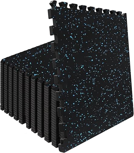 Miniatura 9 de Alfombrillas de goma entrelazadas de 24 pies cuadrados, suelo de ejercicio resistente para gimnasio en casa, levantamiento de pesas, yoga, sala de