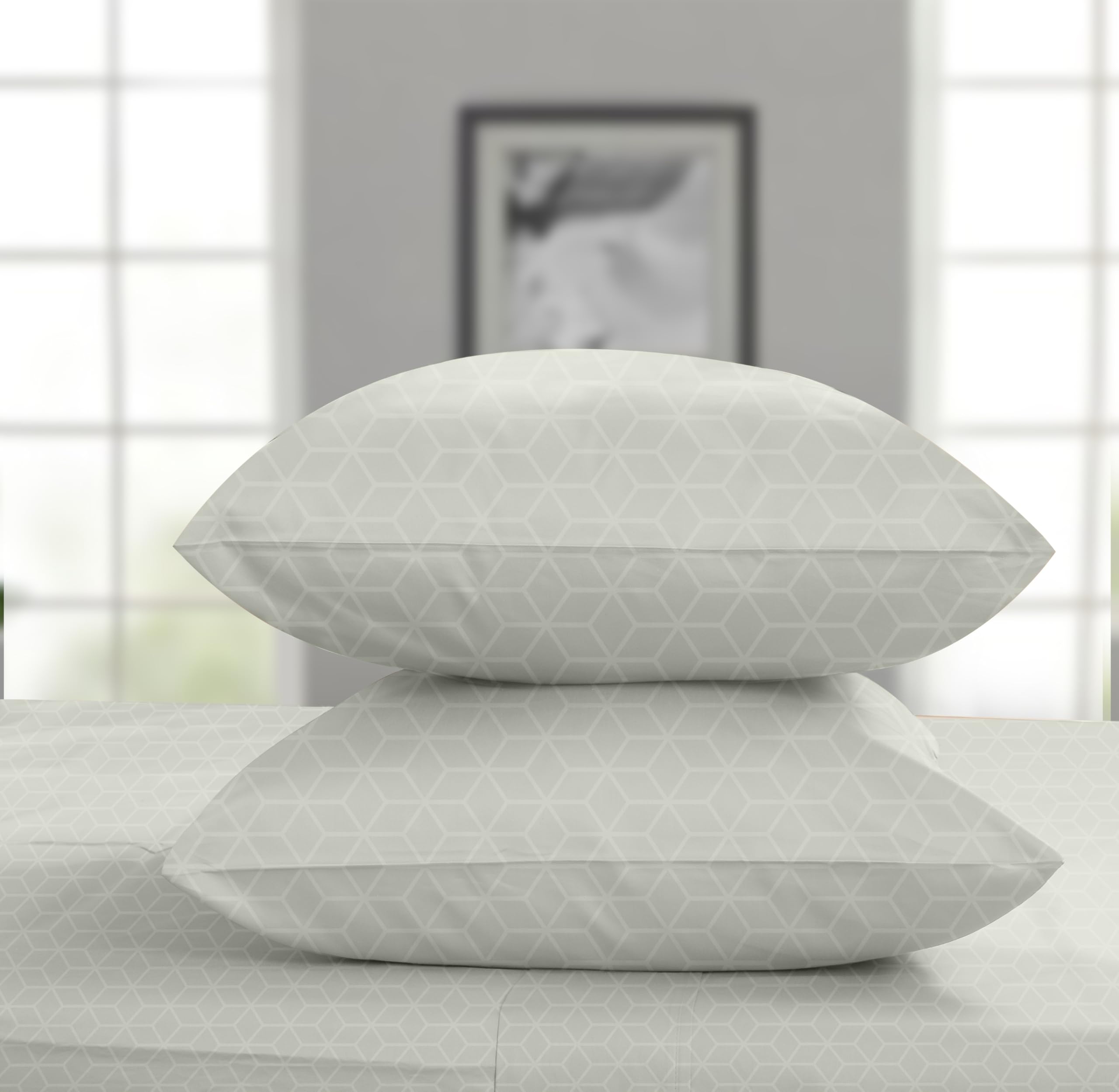 Threadmill Pillow Cases Standard Size Set of 2 | Certified 100% Egyptian Cotton Jacquard Sateen Weave|Soft, Breathable & Cooling Pillow Covers |Hotel Quality Pillow Protectors |Light Grey Pillow Cases โ image 1