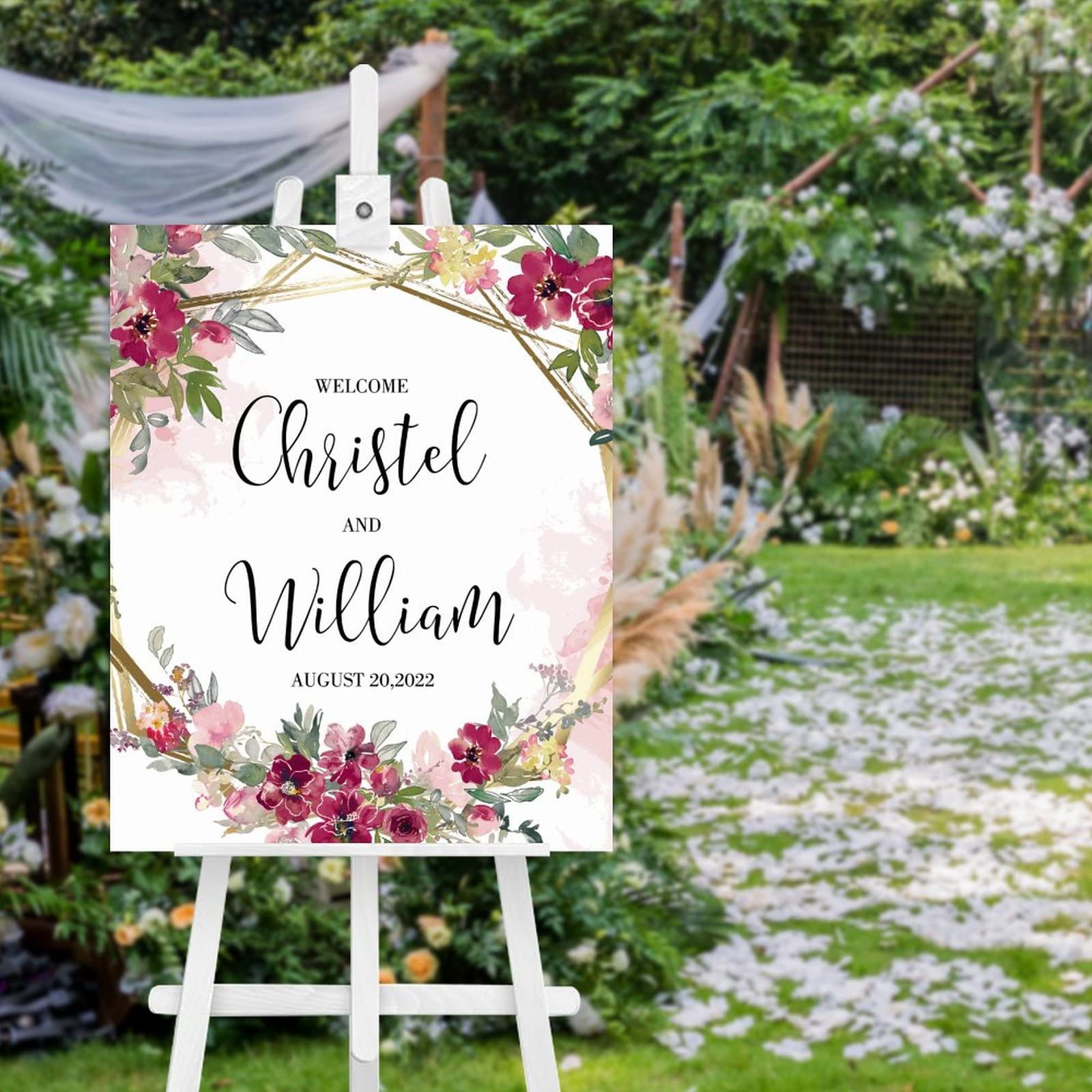 Panneau de bienvenue mariage bois déco champêtre personnalisée 50x40
