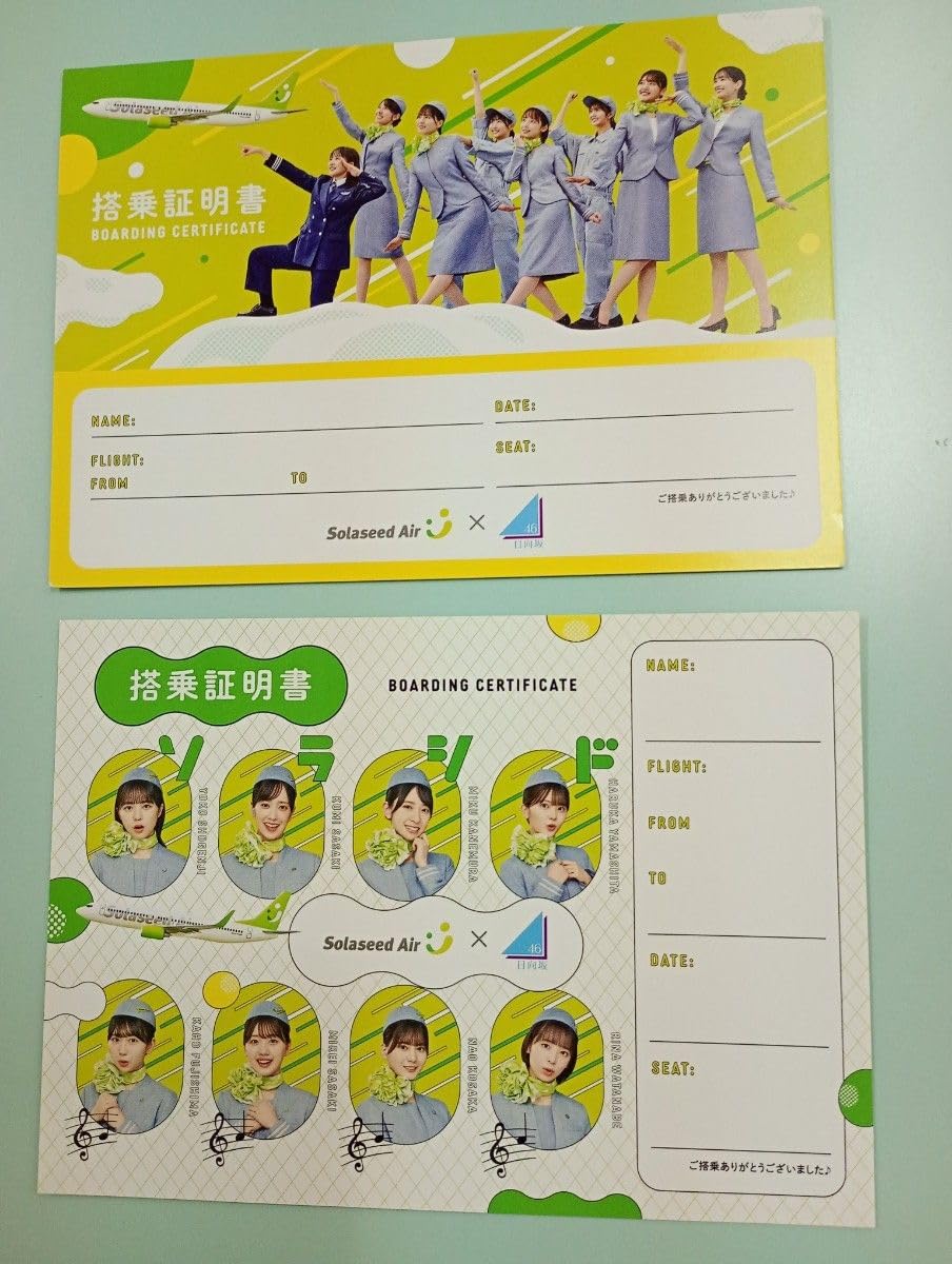 Amazon.co.jp: 日向坂46 × ソラシドエア 搭乗証明書異種類 2枚セット
