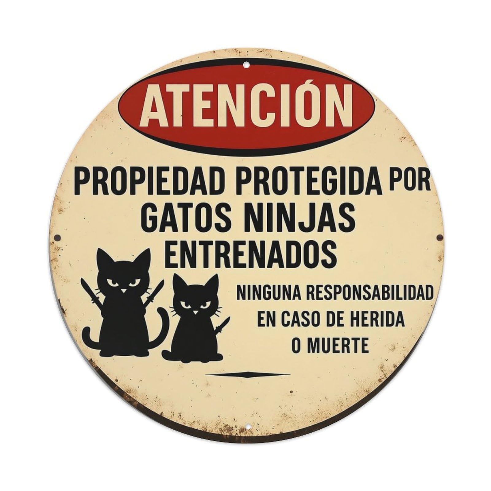 Jdyansheng Vintage Atencion Property Protected Tin Sign Metal Poster Metal Signs For Home Man Cave Bar Cafe Kitchen Laundry Room Wall Decorations 8X8 Inches