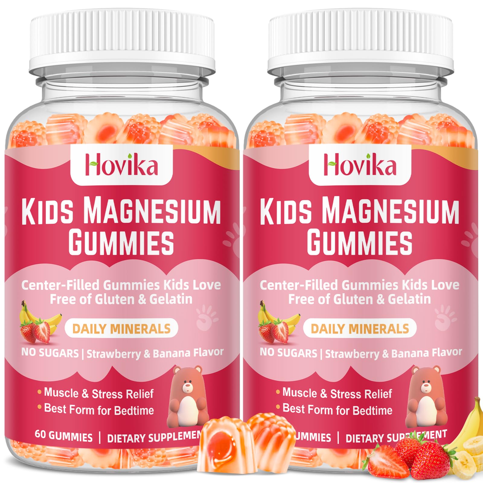Magnesium Glycinate Gummies for Kids: Calm Magnesium Supplement for Kids & Adults with Zinc Citrate, GABA, Chamomile, Vitamin B6 & C - Sleep, Relaxation & Focus, Strawberry & Banana Flavor 120ct