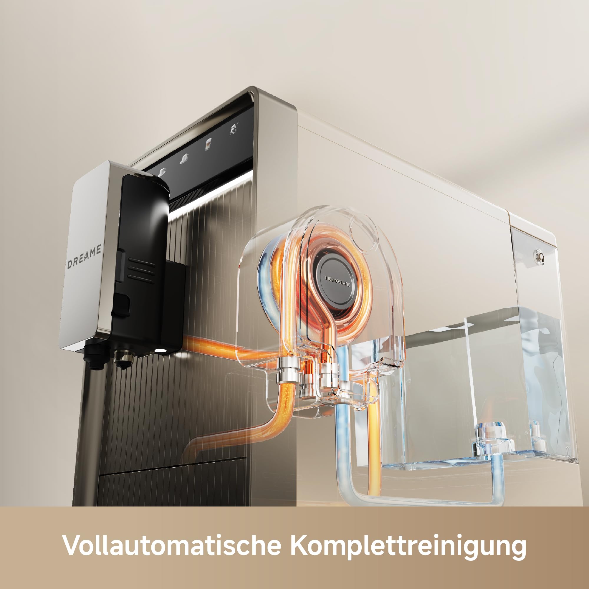 dreame Ecceluxe Slim Espresso-Vollautomat Kompakte Größe, Geschmack der Meisterklasse. Vollautomatische Komplettreinigung. Ein-Tasten-Touchscreen für fünf Kaffeespezialitäten
