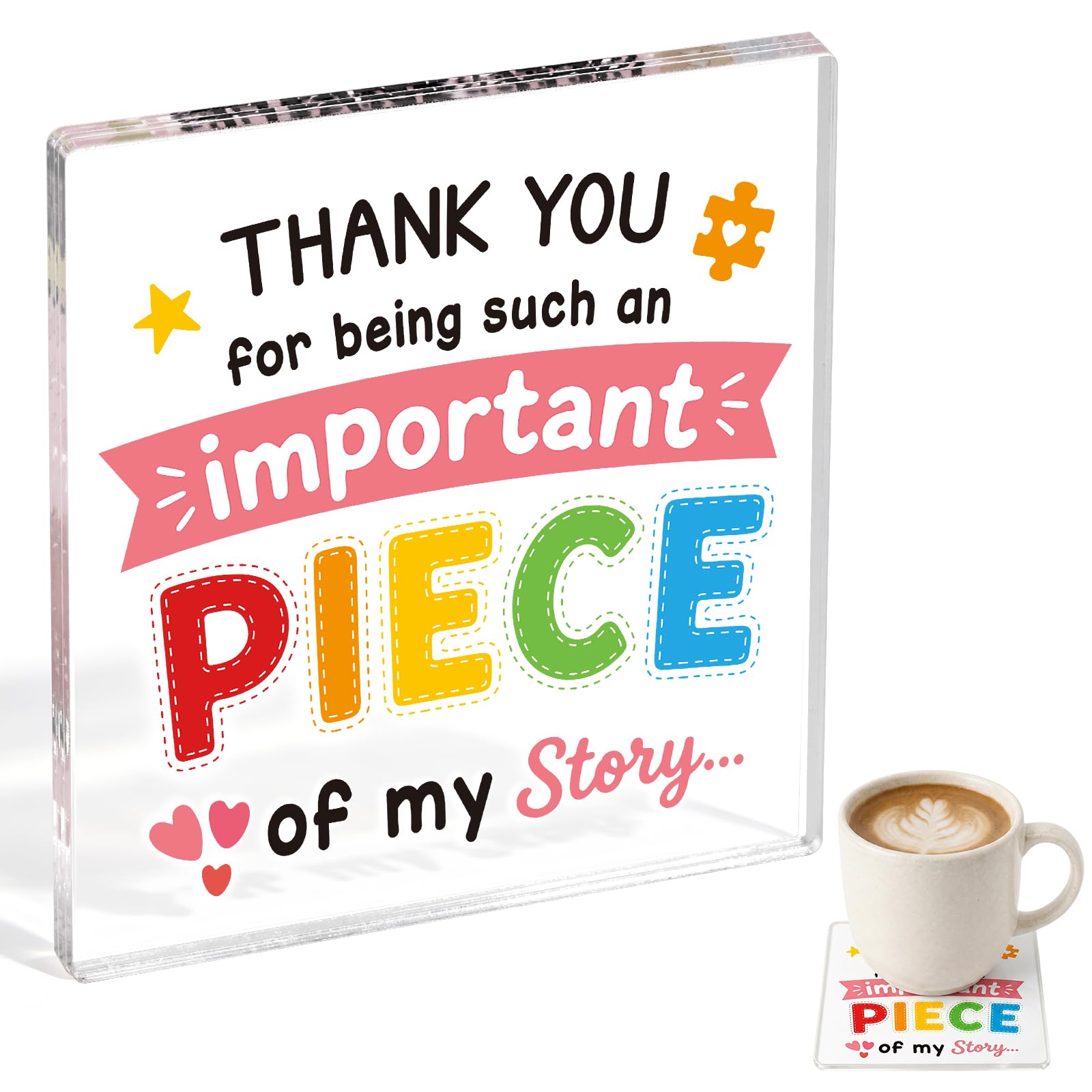 DOORIO Thank You Gift, Acrylic Coaster Thank You Keepsake for Graduation, Leaving, Retirement for Teachers, Colleagues, Friends (Story Piece) — image 1