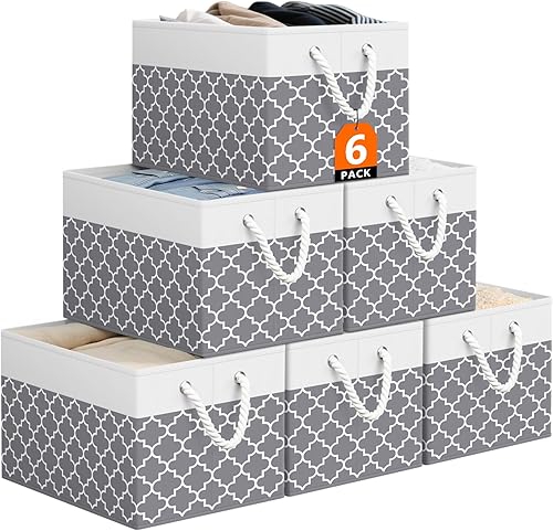 Miniatura 23 de Contenedor de almacenamiento, cesta de almacenamiento plegable para organizar, cajas de almacenamiento grandes con asas de cuerda, contenedores