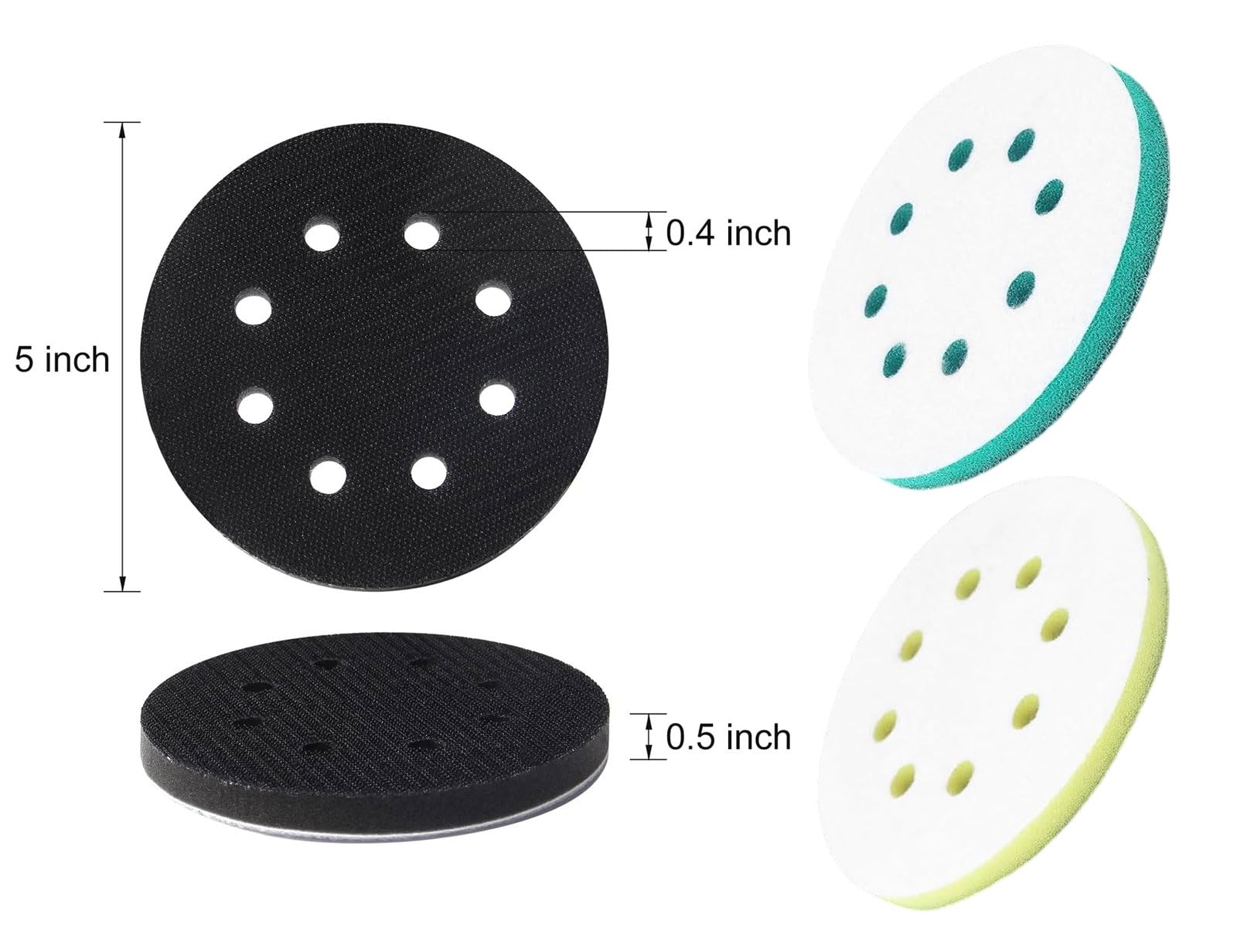 Lot de 4 tampons abrasifs souples - 125 mm - Avec 8 trous