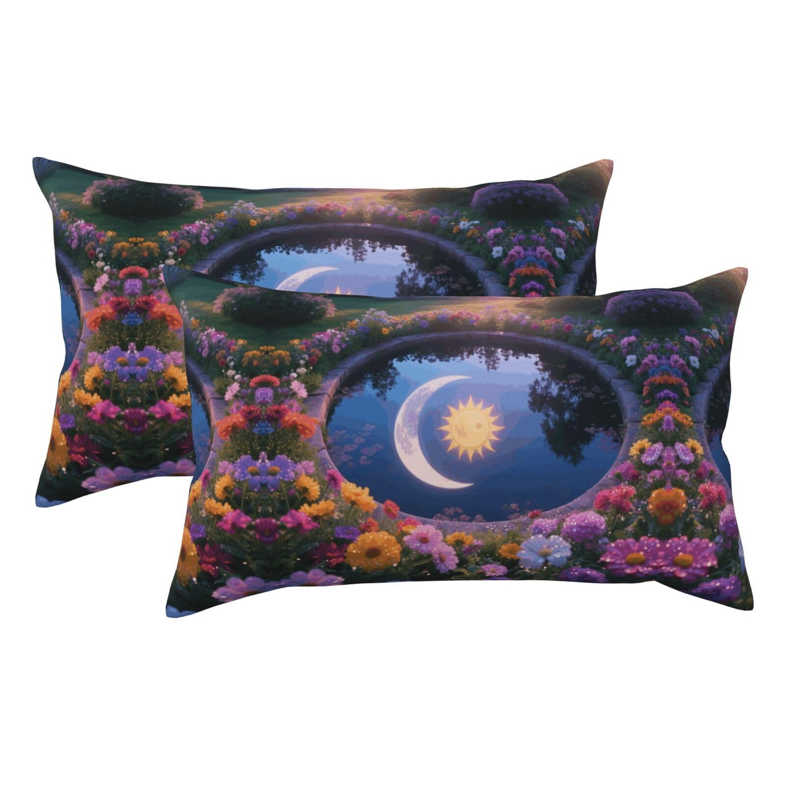 Sun and Moon Luxury King Pillowcases Set of 2, Plush Velvet Feel Pillow Covers with Hidden Zipper, Skin & Hair Friendly, 20x36 Inches Pillow Cases for Sleeping Gift