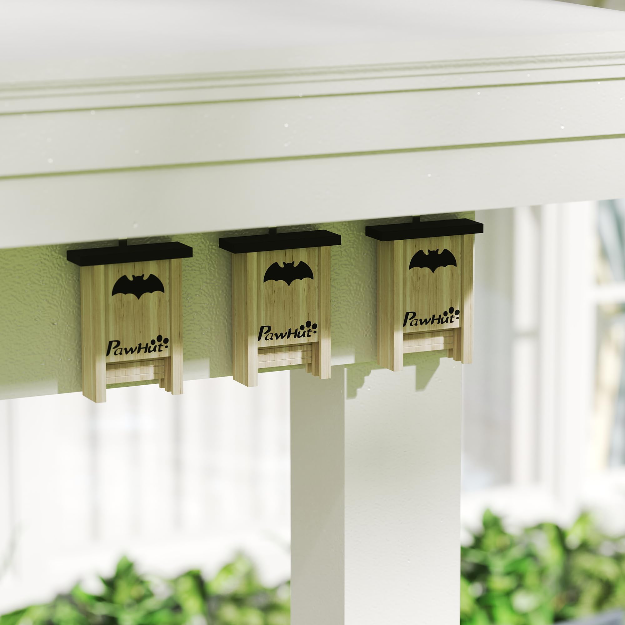 Juego de 3 cajas para murciélagos PawHut, casa para murciélagos, caja nido para murciélagos, caja para murciélagos para colgar en jardines, huertos, granjas, madera de abeto, 18 x 6 x 22,5 cm,