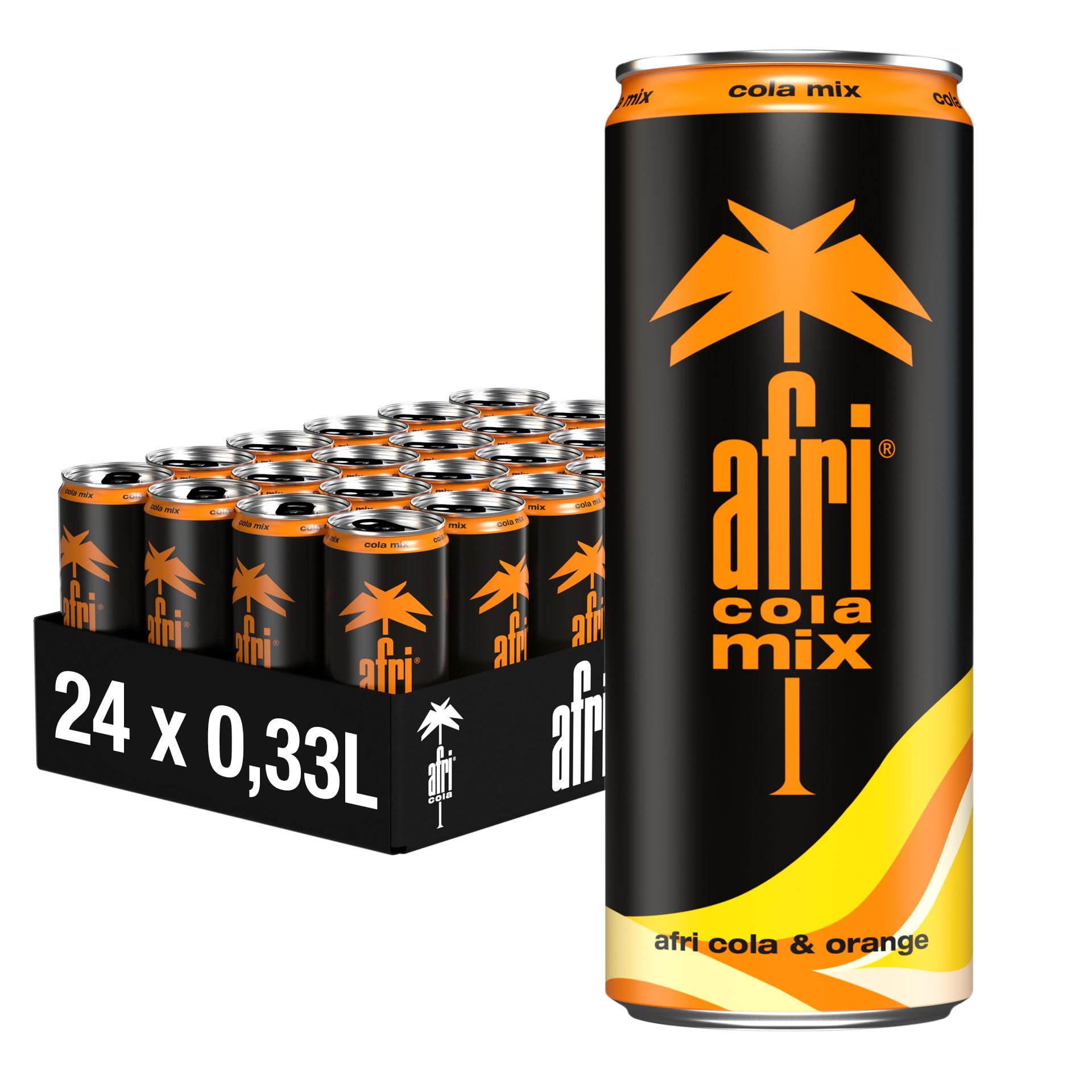 Afri Cola Mix (Cola + Limonade) - erfrischender afri-Geschmack trifft fruchtige Orange - koffeinhaltig - in der praktischen Getränkedose, EINWEG (24 x 330 ml)