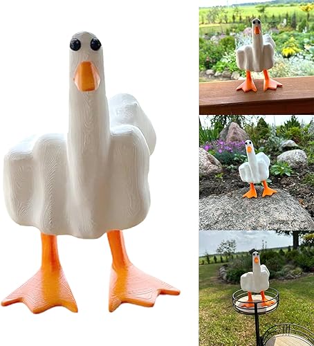 Figura de pato de dedo medio, divertida estatua de dedo medio, decoración del hogar, oficina, escritorio, adornos de pato, regalos novedosos extraños