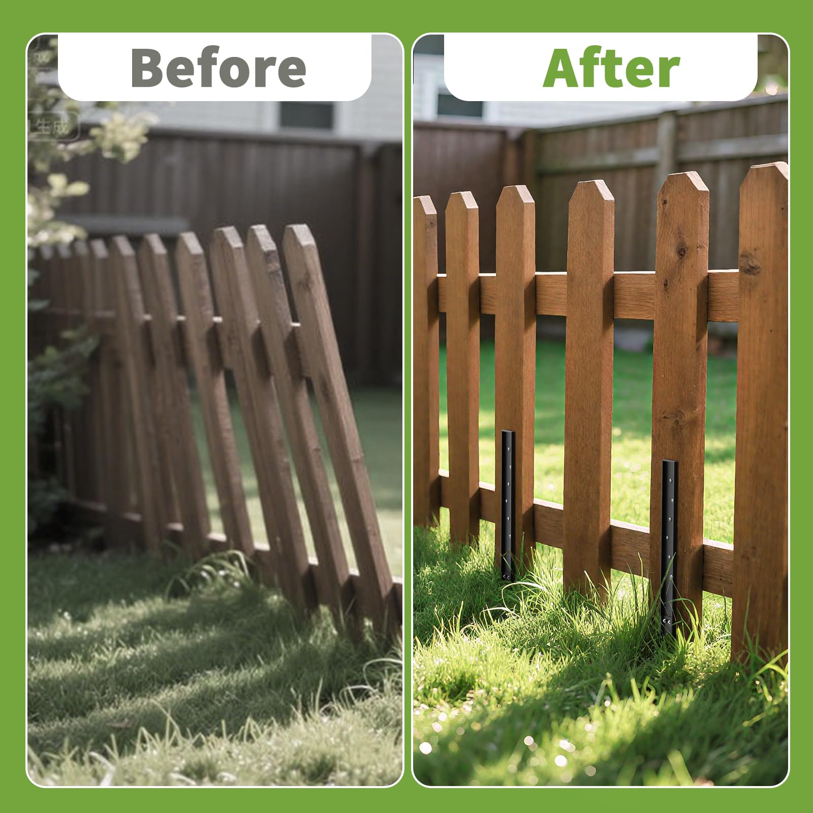 KHAMAL Fence Post Repair - 2 Pack Fence Post Stakes Ground Spike for Broken Wood Fence Post Quick and Simple to Install (Black) - Image 3