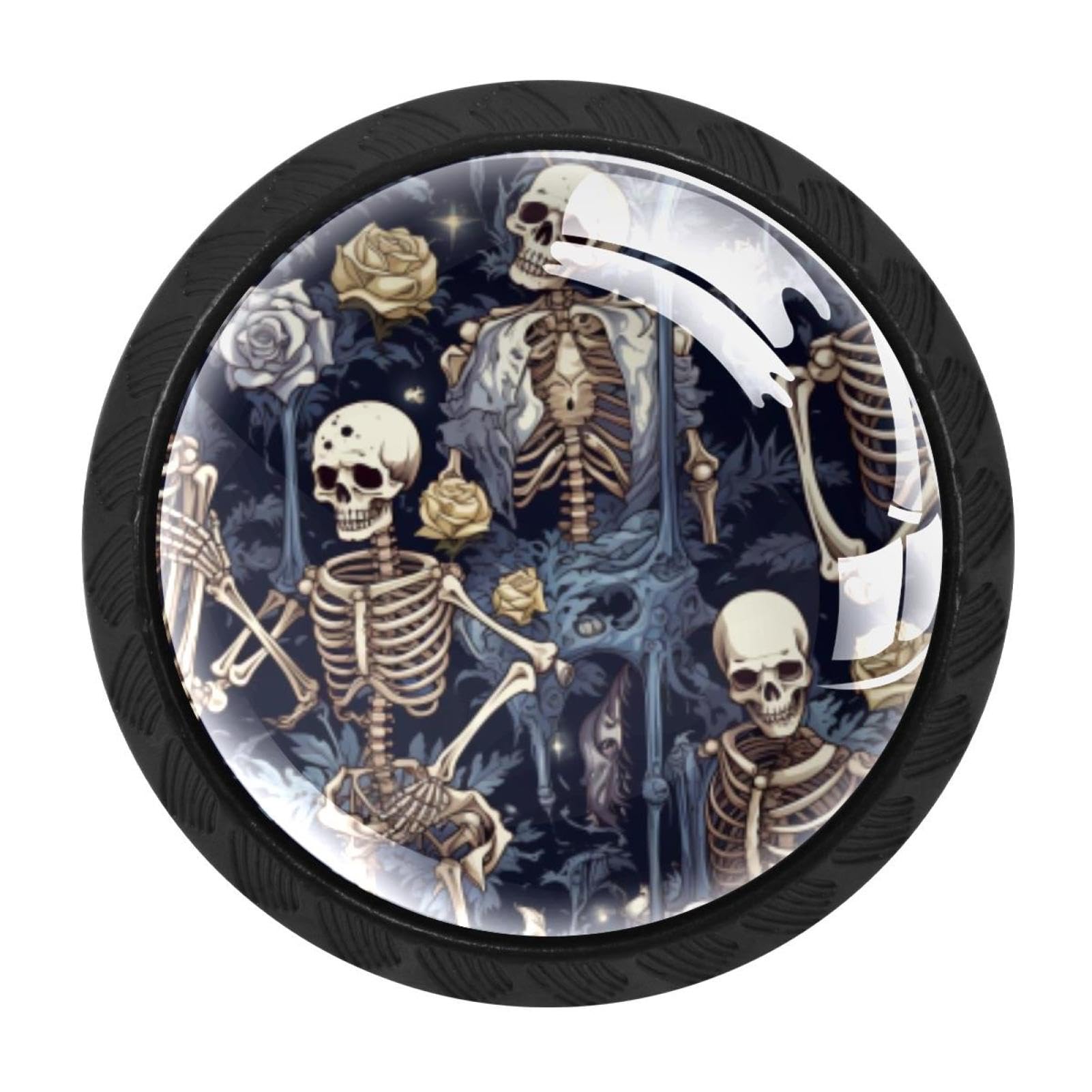 CHENZZZZ 4 Pieces Skeleton Kitchen Cabinet Knobs Drawer Knobs Dresser Knobs Black Knobs Drawer Pulls Dresser Drawer Handles Knobs for Dresser Drawers