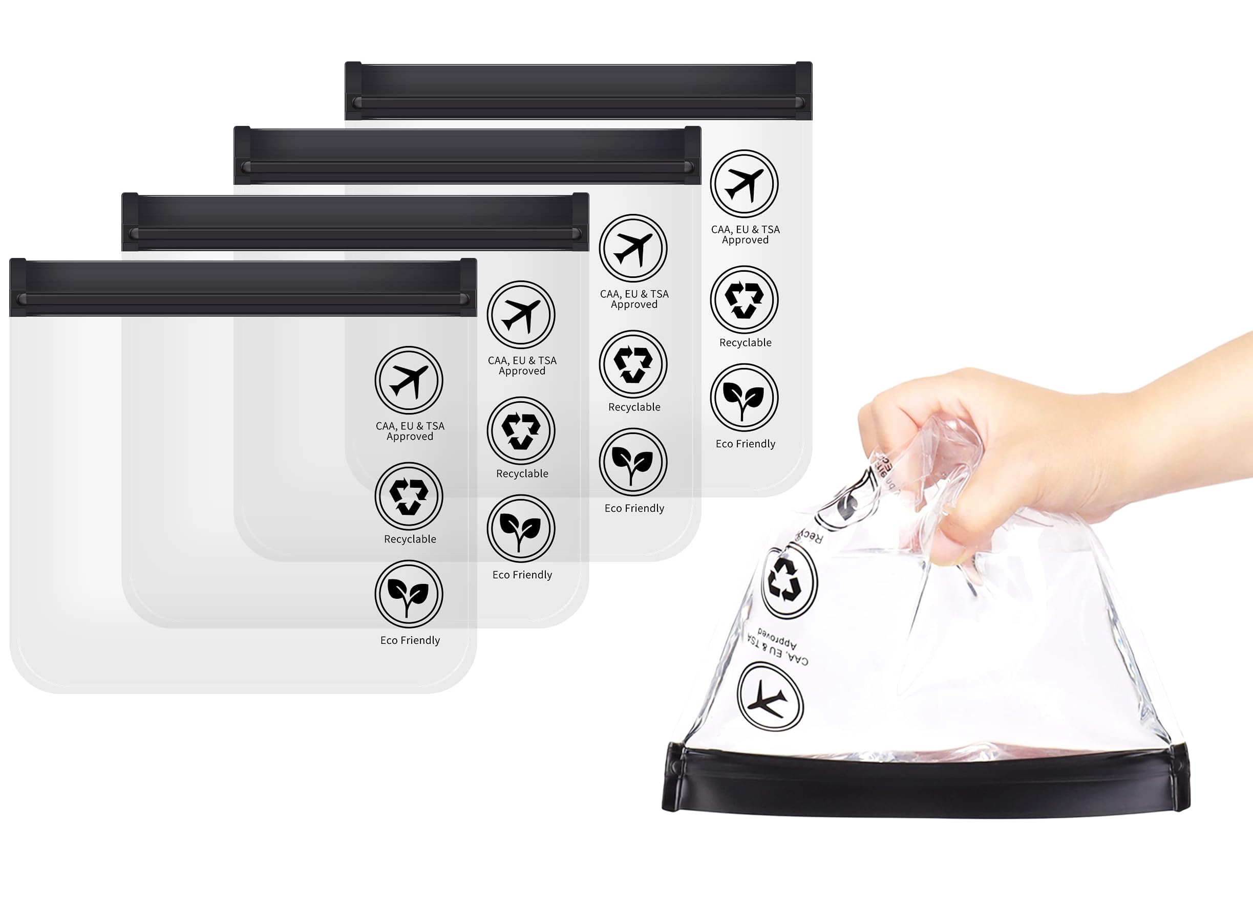 Sweet sevenConvenient 4PCS TSA Approved Toiletry Bags for Liquids & Makeup. Leakproof Quart Size Zipper Bags with Triple-Sealed Seam. Portable & Clear Cosmetic Bag for Travel Toiletries.