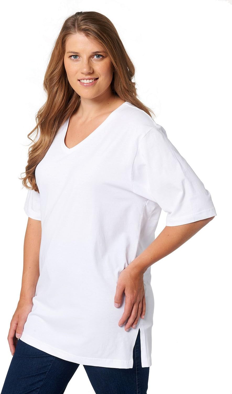 Ulla Popken Women's V-Neck T-Shirt. (T-shirt, V-ausschnitt) - White (White 20), size: 42-44