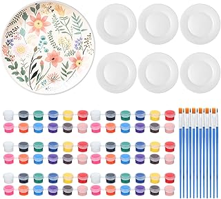 Marspark 6 Pcs 9 Inches Ceramic Painting Plate White Ceramic Plates with...