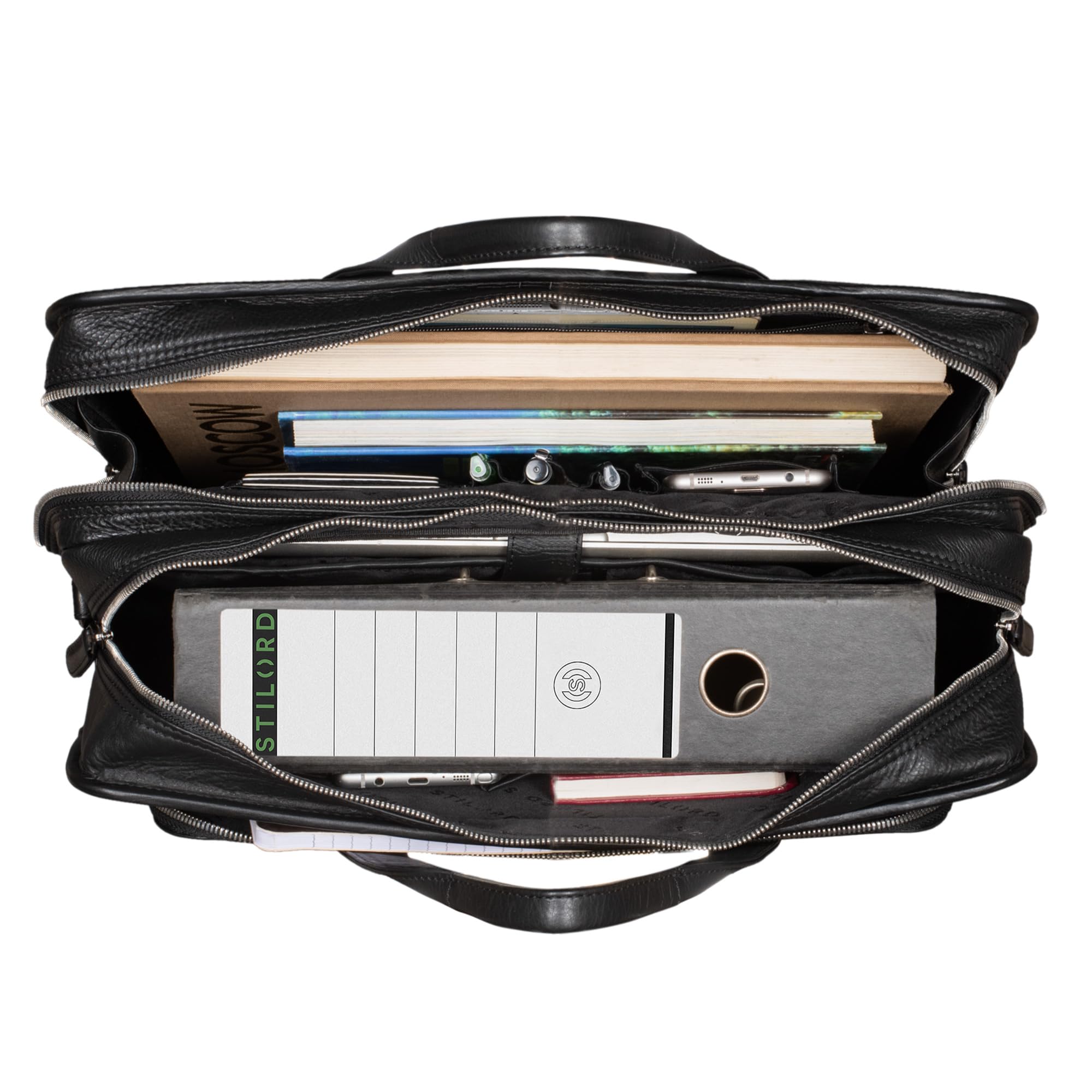 STILORD 'Yves' Serviette Cuir XL Homme pour Ordinateur 15.6 Grand Pouces Porte-Documents Sac à Bandoulière Sac de Professeur