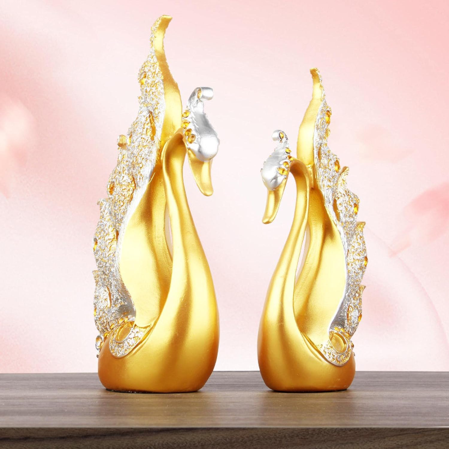 Swan Living Room Decoration Knick-knacks Entrance Home TV Wine Cabinet Light Luxury Wedding Gift A Pair of Diamond-Set Swans (Gold).
