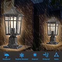 Vista 5 de Darkaway Luces de poste para exteriores + adaptador de luz para poste, iluminación de cubierta de poste de valla para jardín, patio, camino