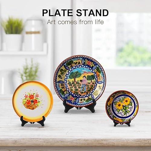 Miniatura 5 de 3 soportes de madera decorativos para platos, soporte para marco de fotos, soporte de caballete negro para exhibir fotos, libros de cocinero,