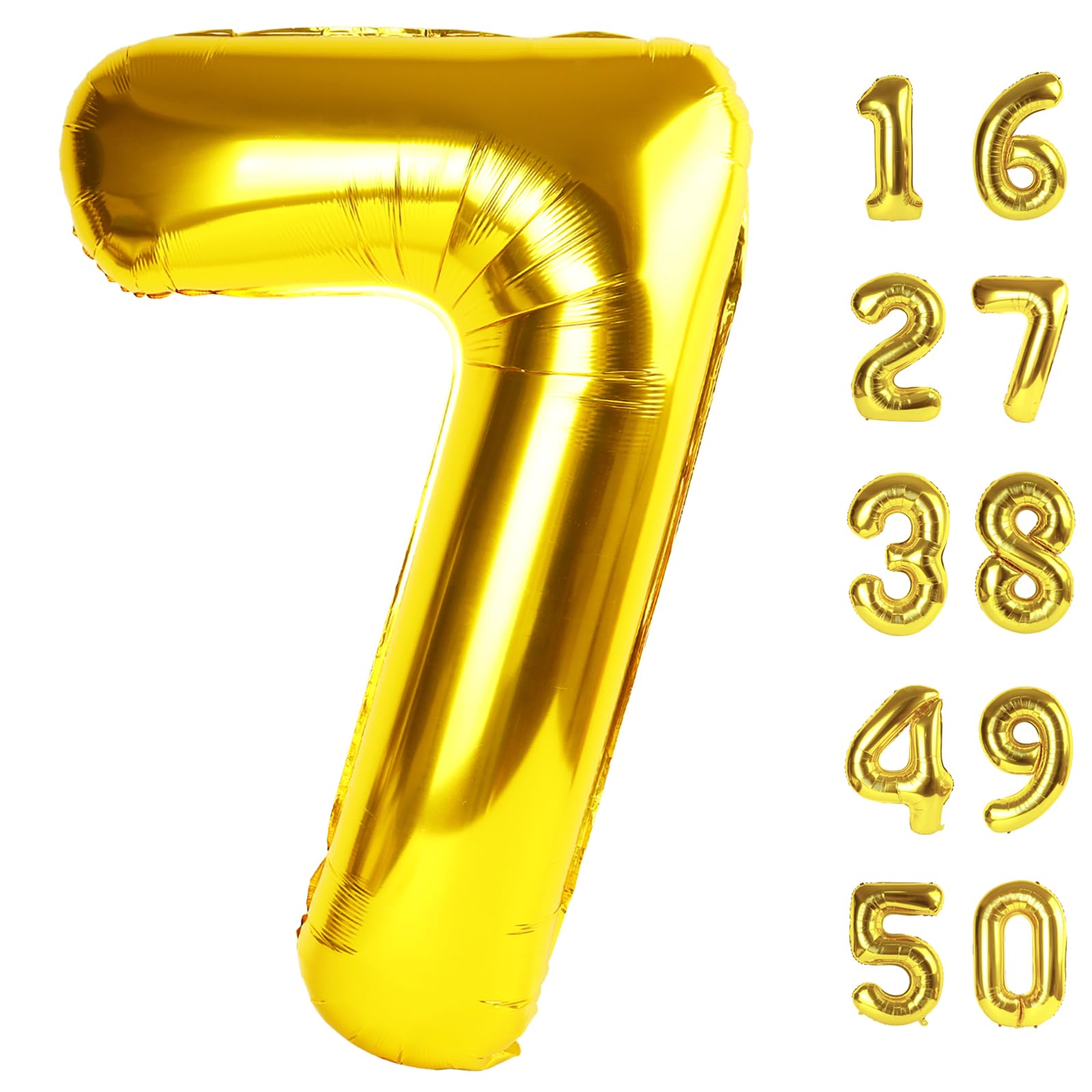 Photo 1 of 40 Inch Gold Number 7 Balloons Foil Digital Helium Number Balloons